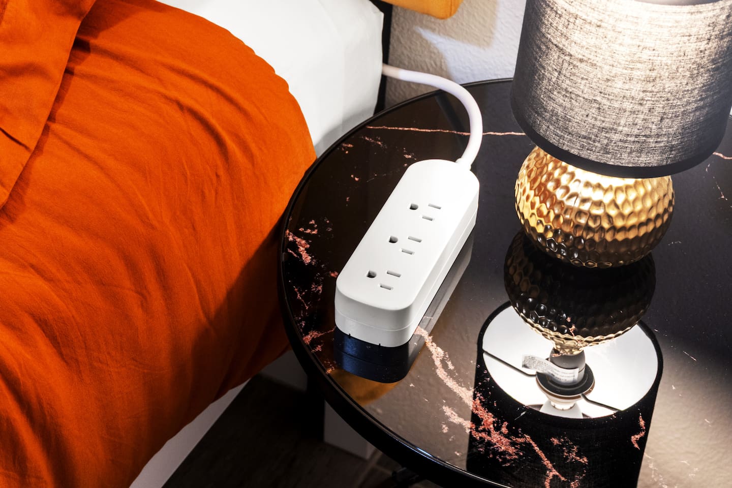 Wall outlets right at your bedside—charge your devices with ease while you unwind with your favorite shows.