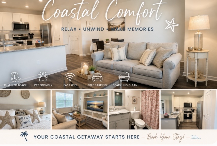 Welcome to your coastal comfort zone! Bright, beautifully styled, and made for relaxing, this Surfside Beach townhouse is your home base for sun, sand, and easy living just 1.5 miles from the beach. ⭐