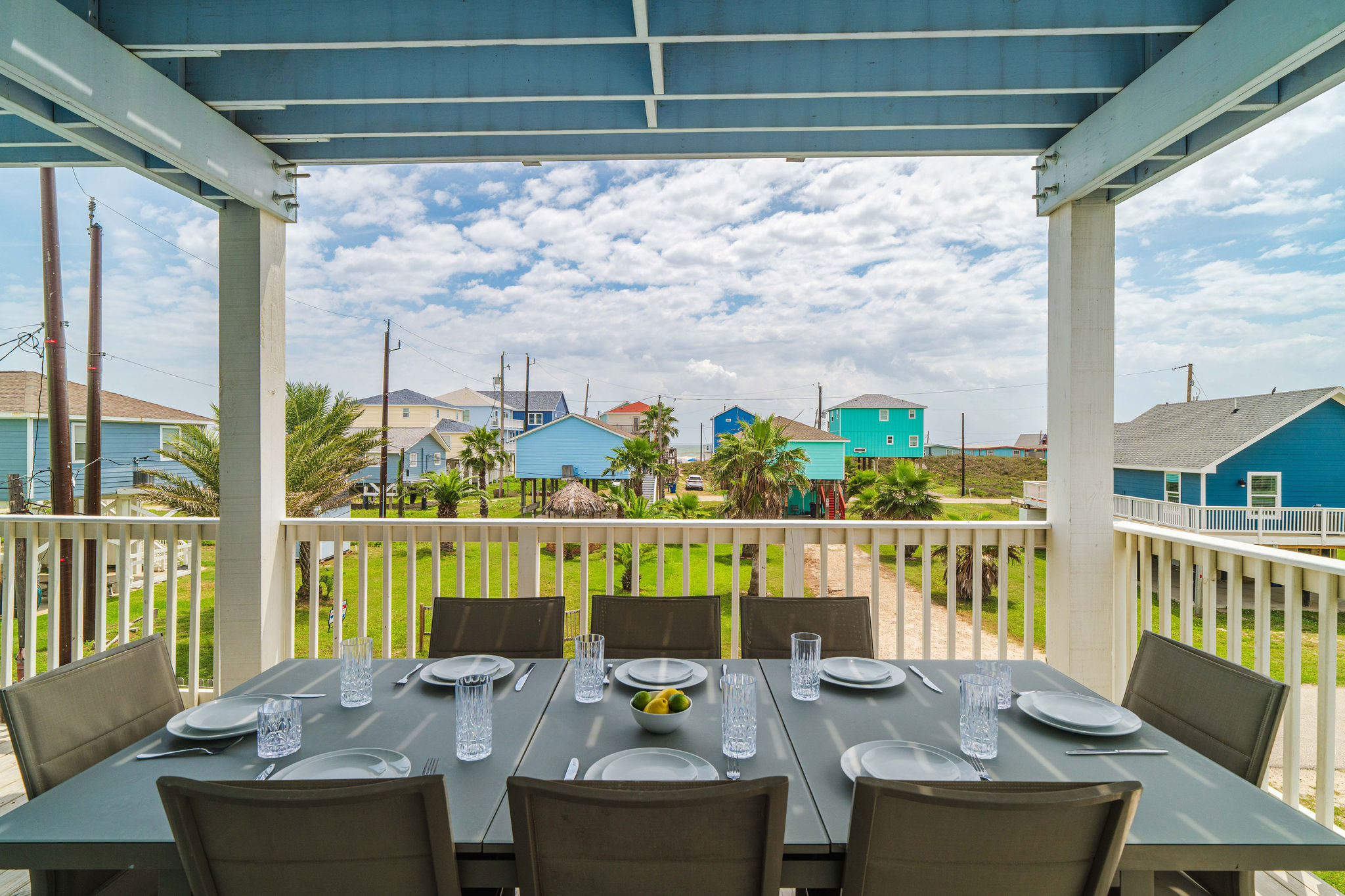 Deck alt angle — Gulf breeze baked into the meal.