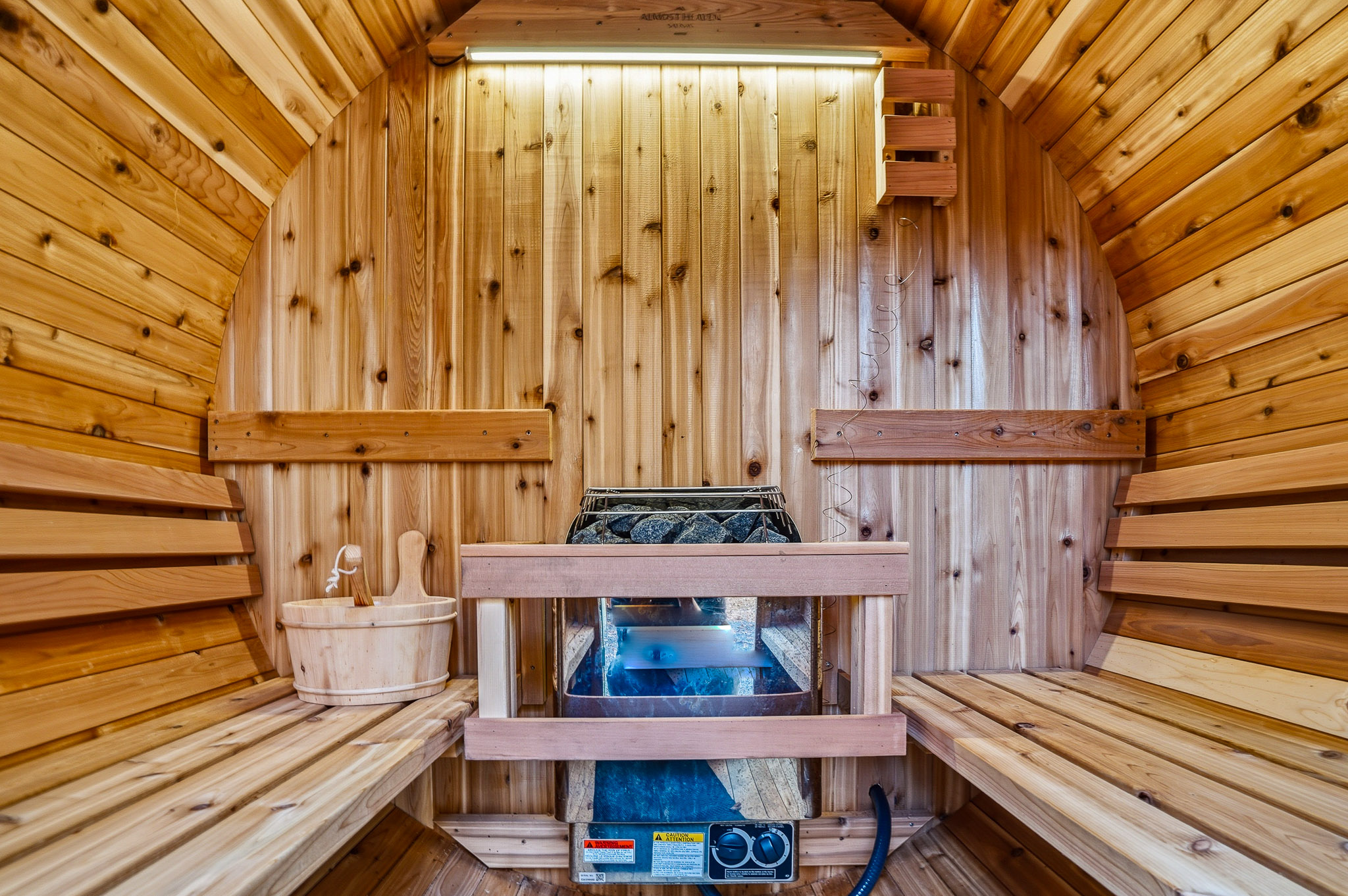 Rest and relaxation at its best with the private barrel sauna