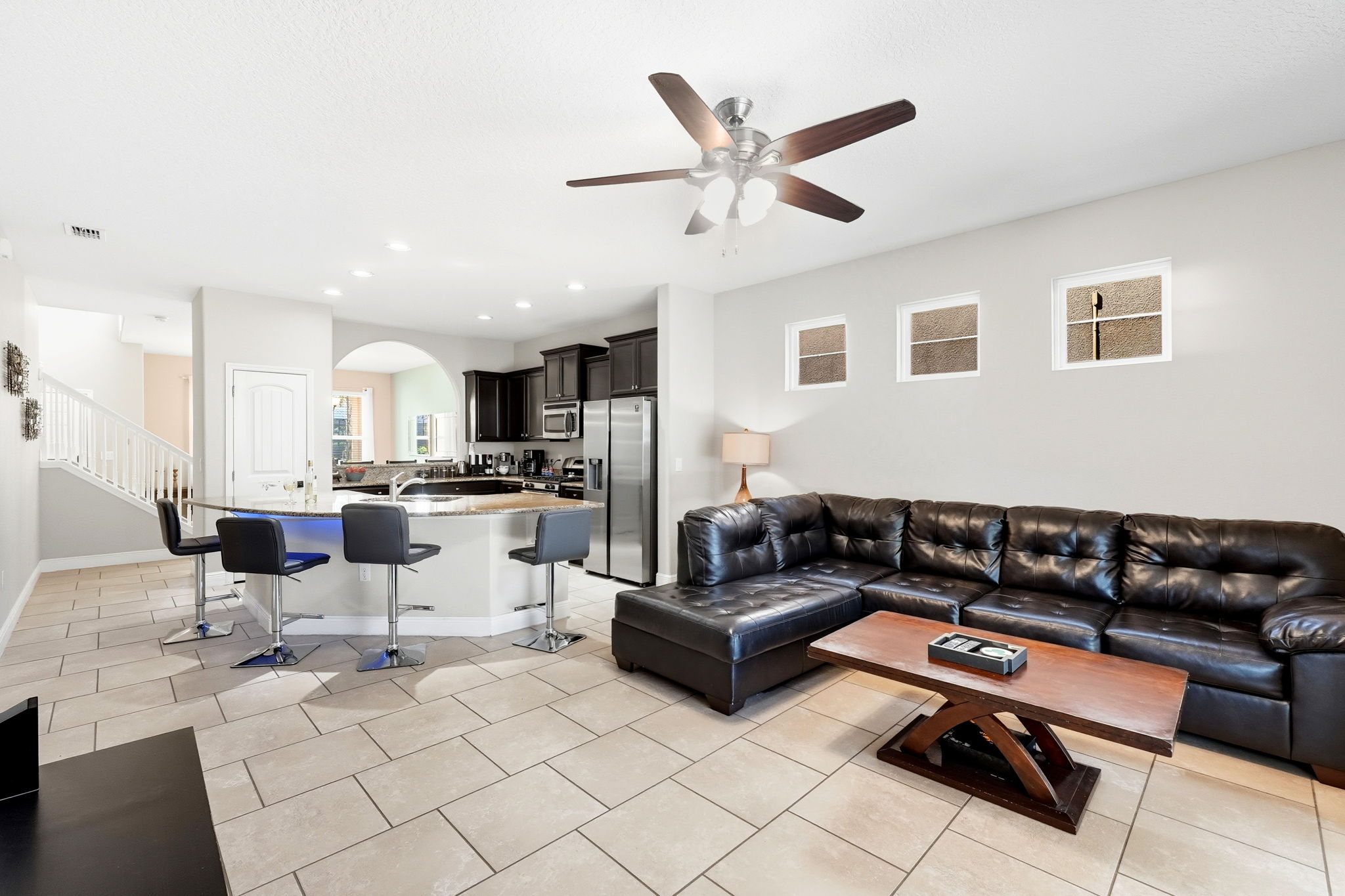 Living Room -Spacious and comfortable. Open-concept living area perfect for gathering and relaxing.