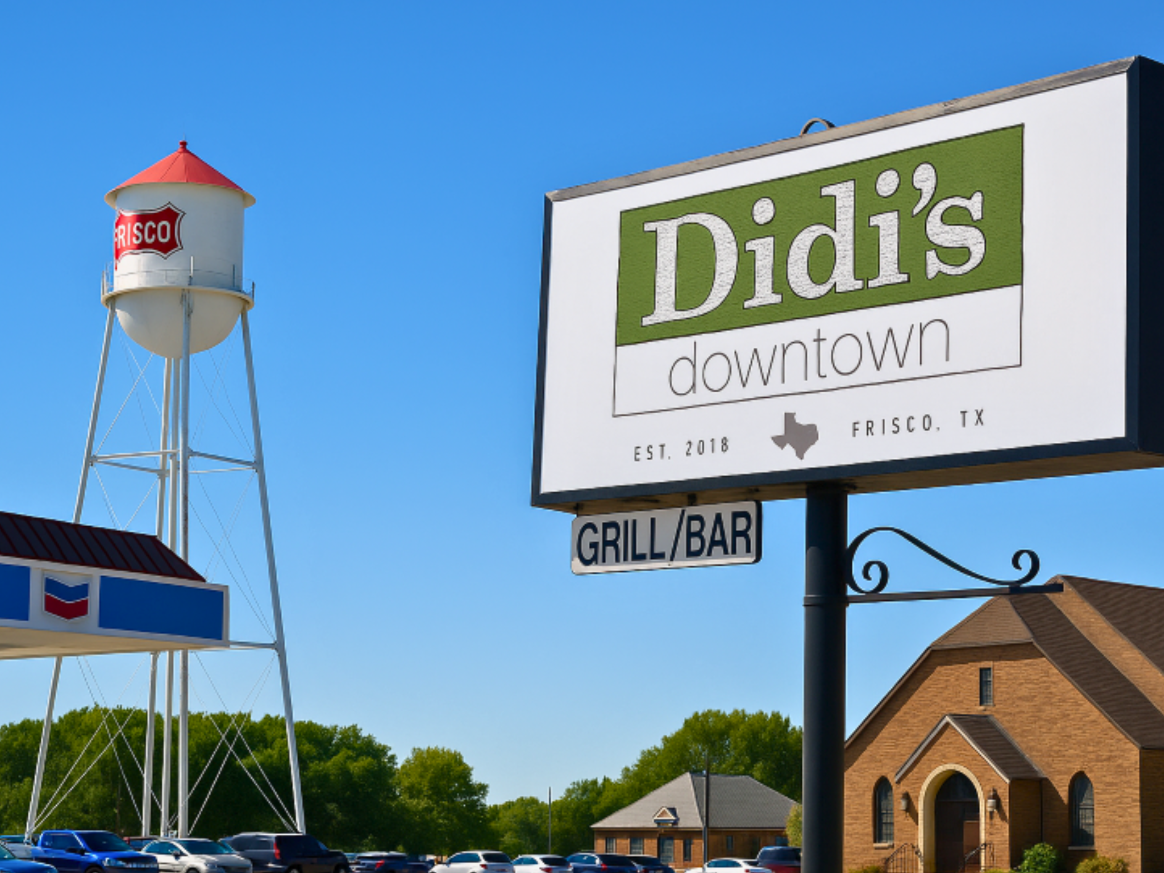Walking distance to a local convenience store and DiDi’s Downtown restaurant, with Frisco’s iconic water tower nearby for an easy and walkable dining experience.