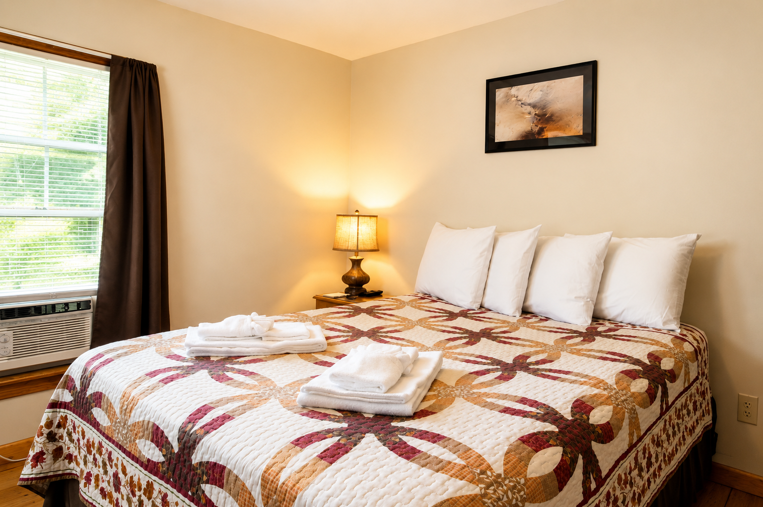 Bedroom with window AC for your comfort