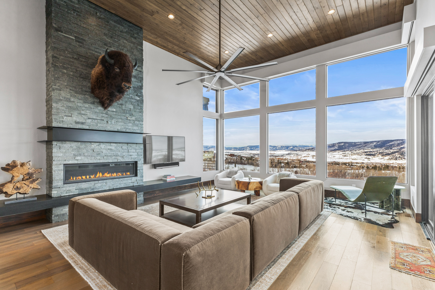 Living Room with HDTV & Electric Fireplace