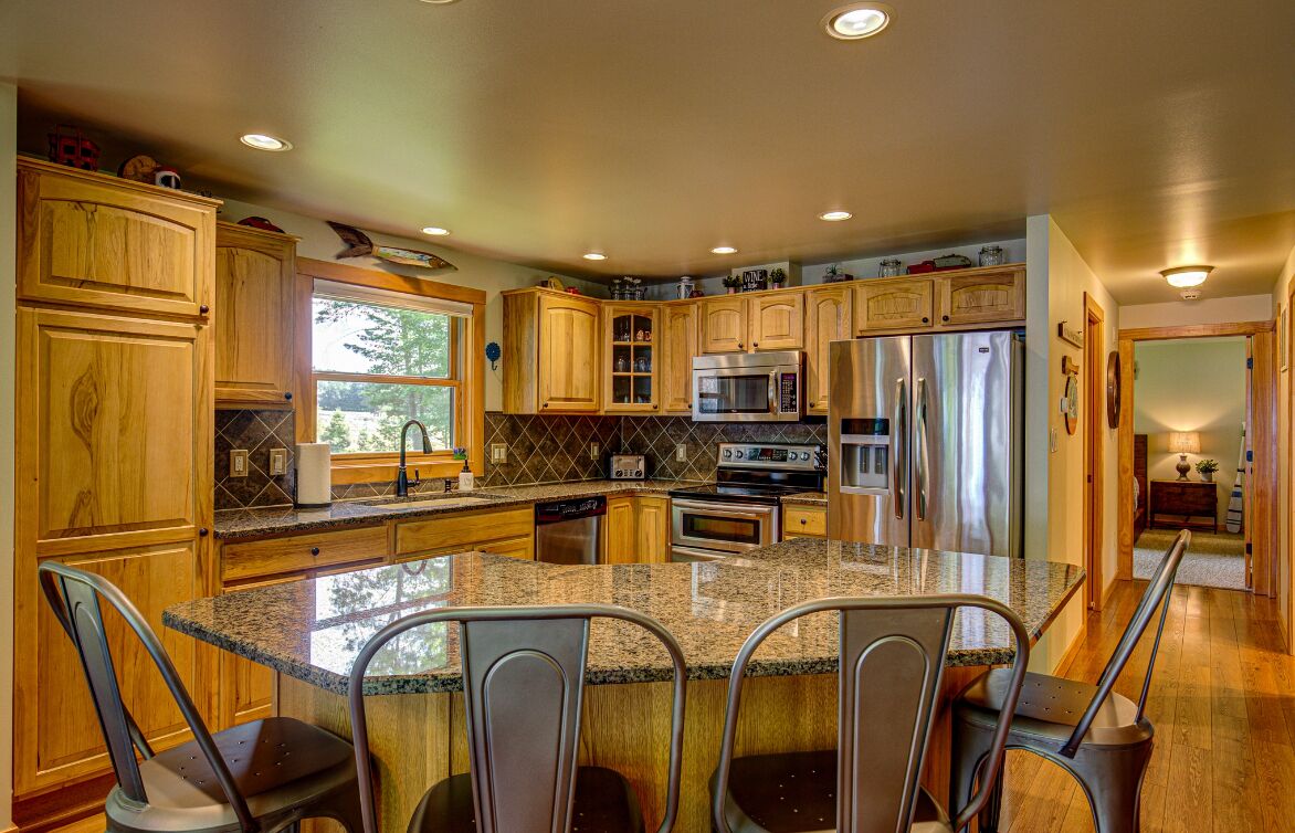 Kitchen island seats 4.