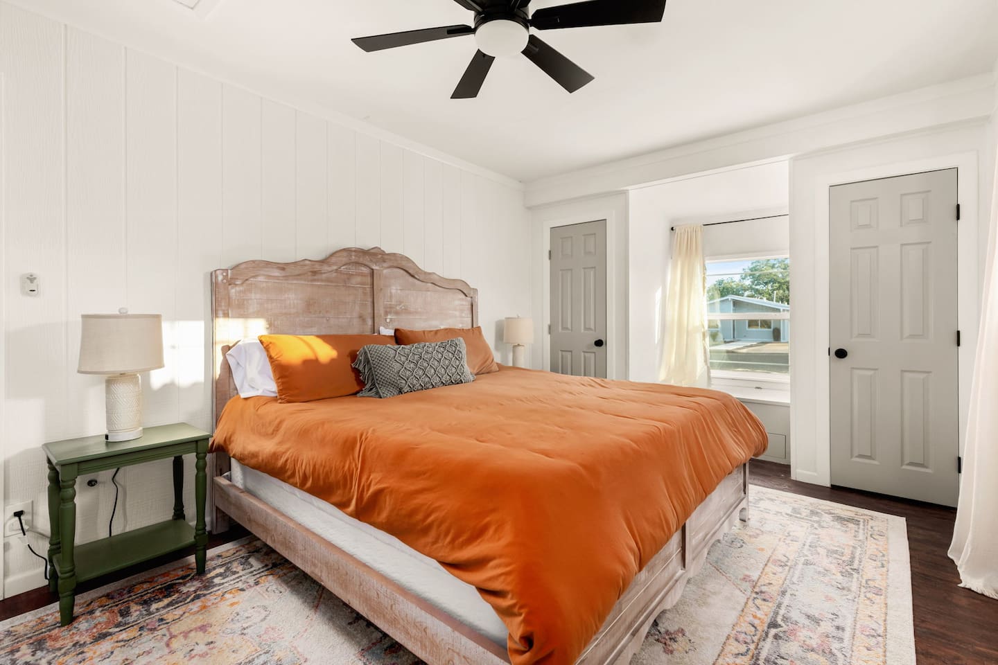The master bedroom features a luxurious king-size bed!
