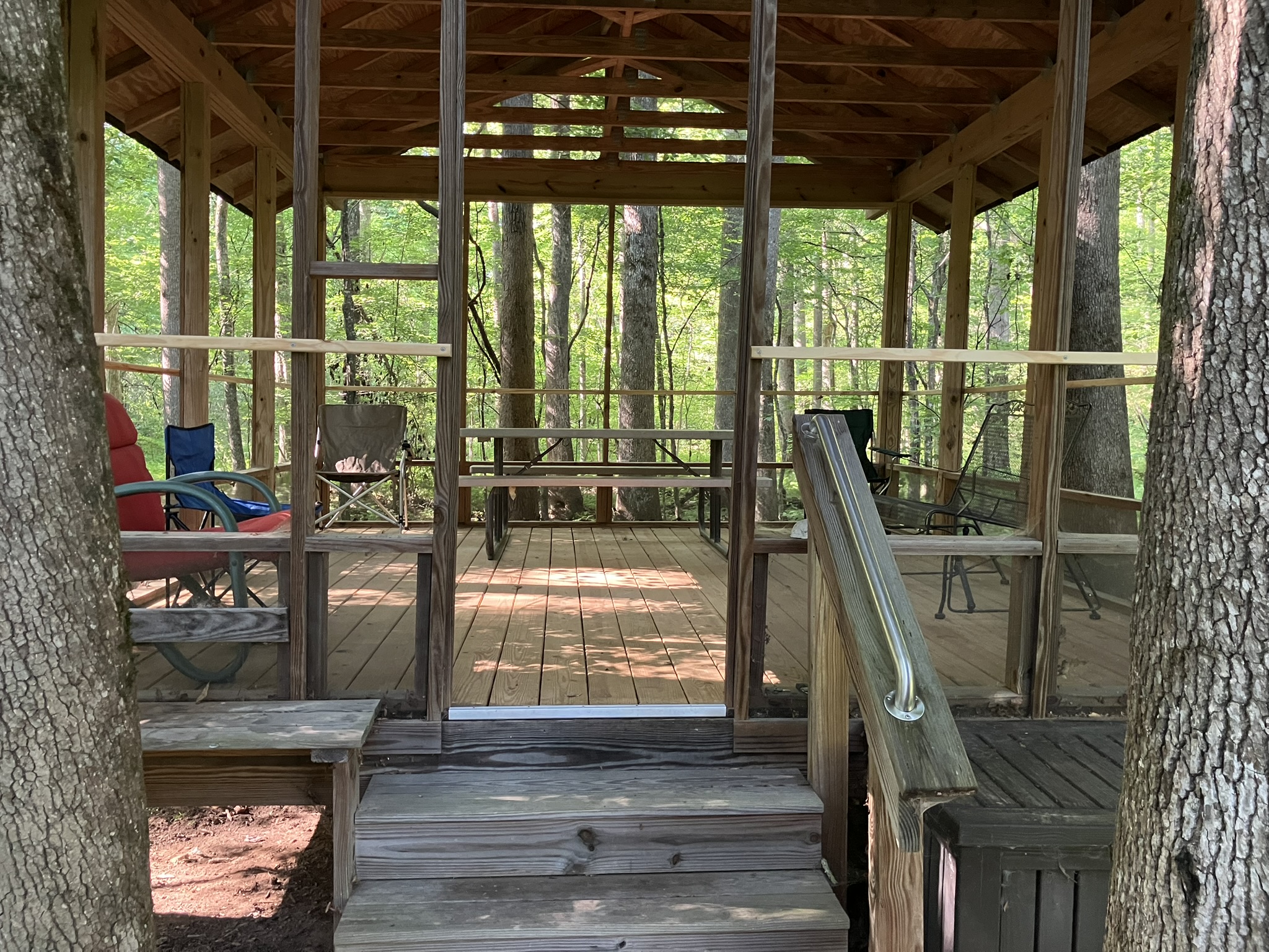 Porch near the orchard and creek.