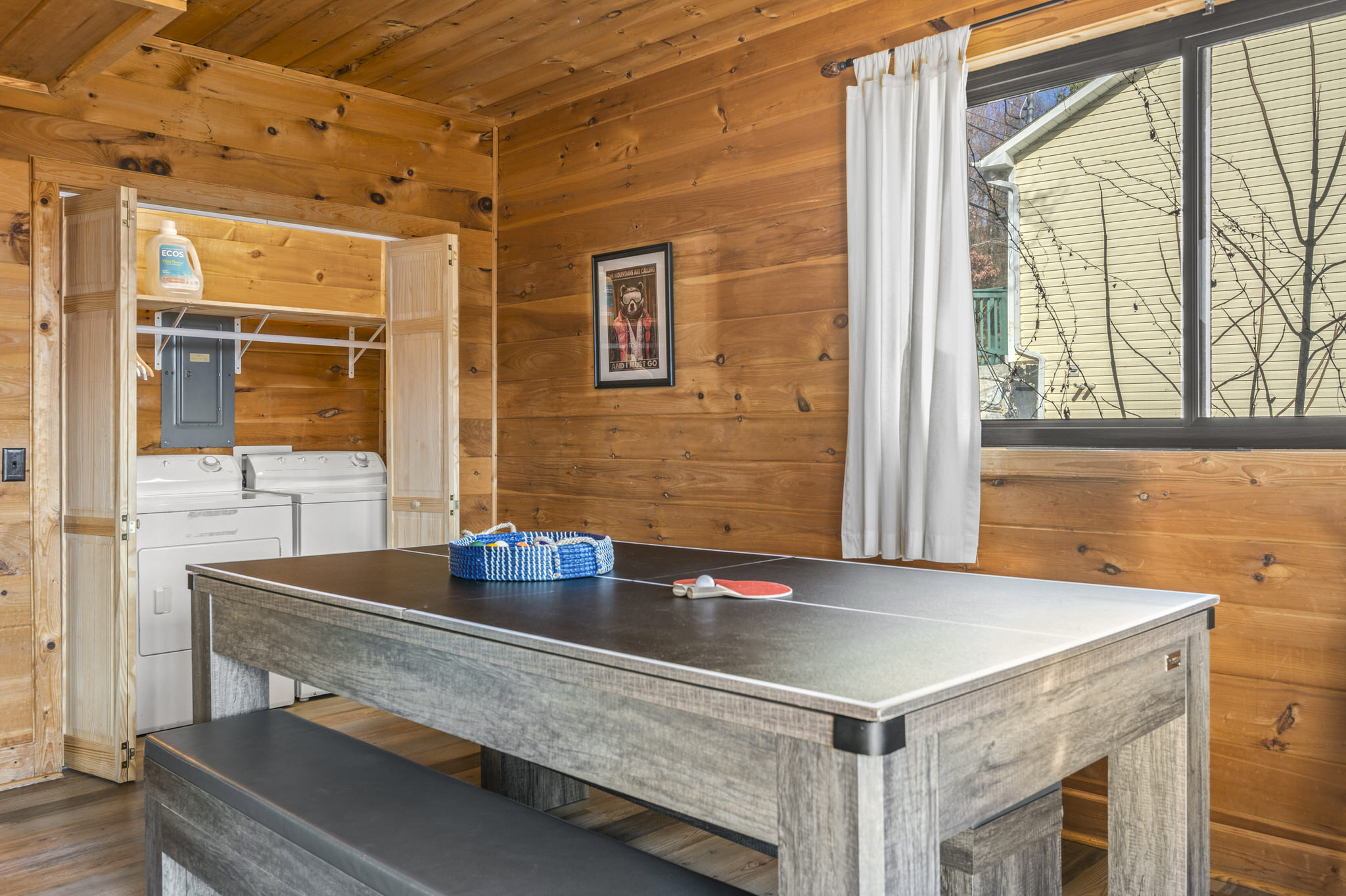 This table converts to a ping pong or pool table
