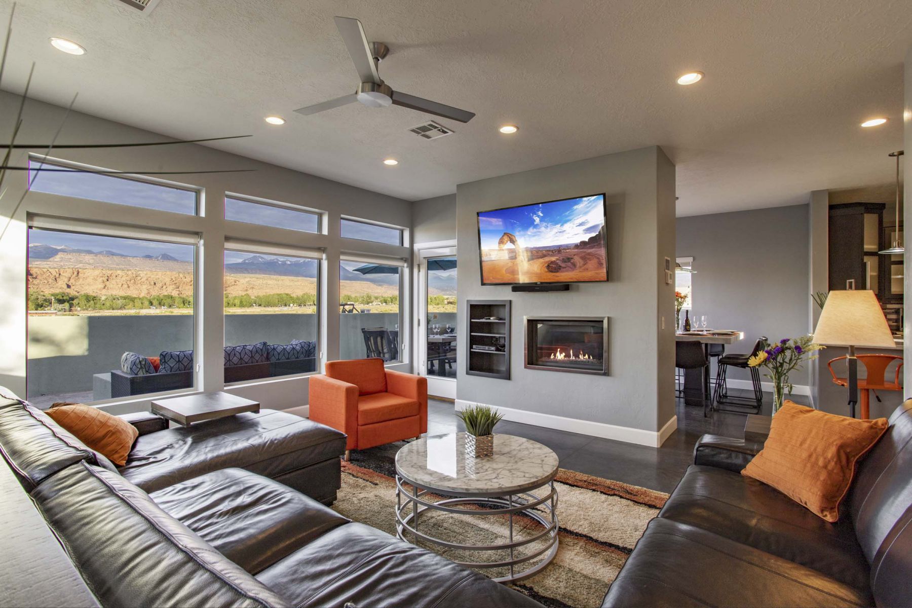 Great Room with Fire Place 65" Smart TV