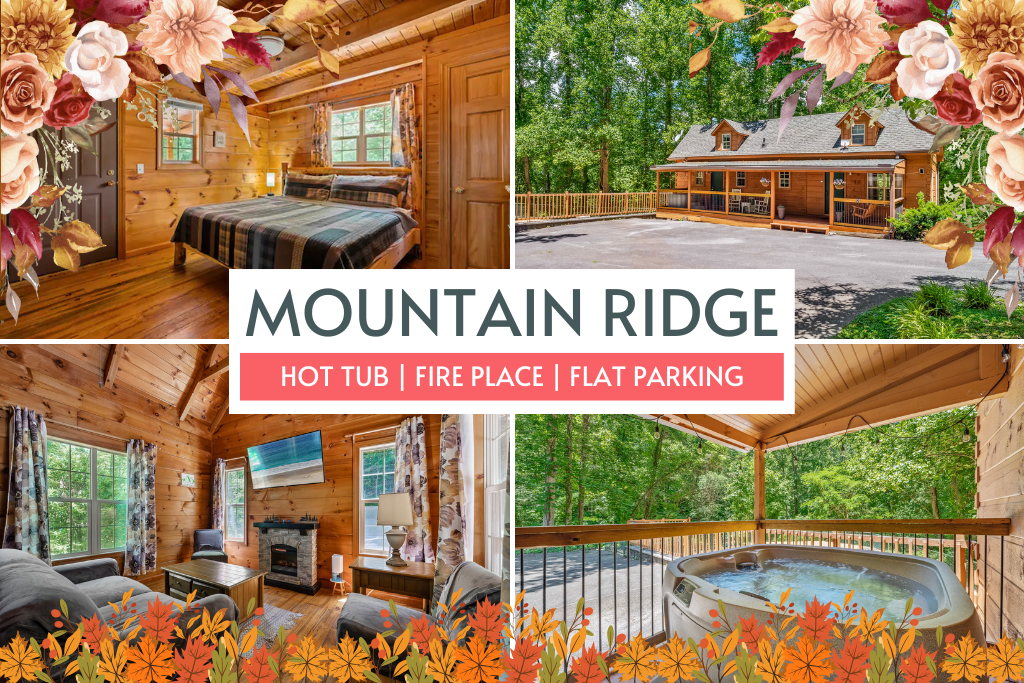 Mountain Ridge offers a cozy stay with a hot tub, fireplace & private mountain charm.