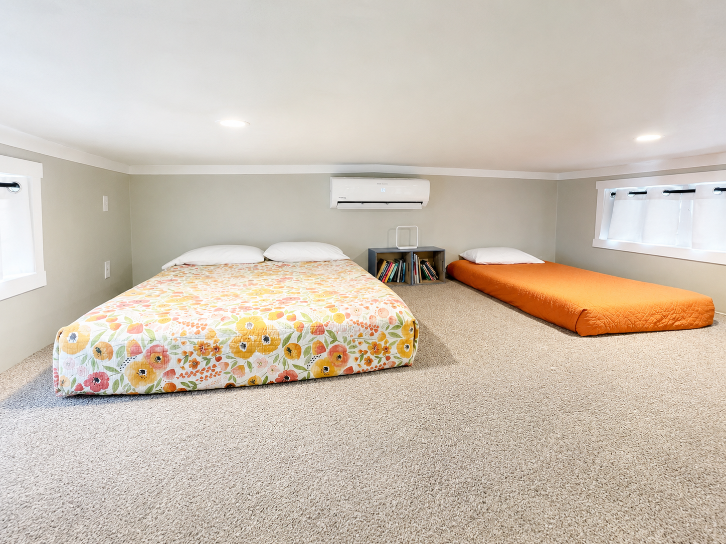 Loft w/ LOW 4' CEILING
NOTE: 1 twin + 1 queen bed