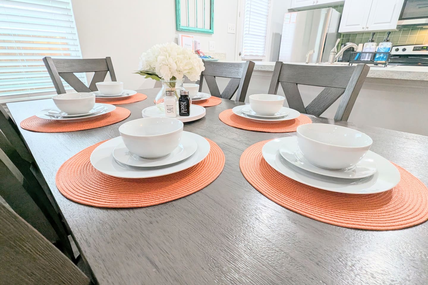 Equipped with a dedicated dining table and room available at the counter-height bar. 