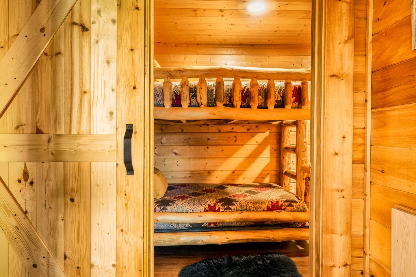 Sliding barn door to bunk room