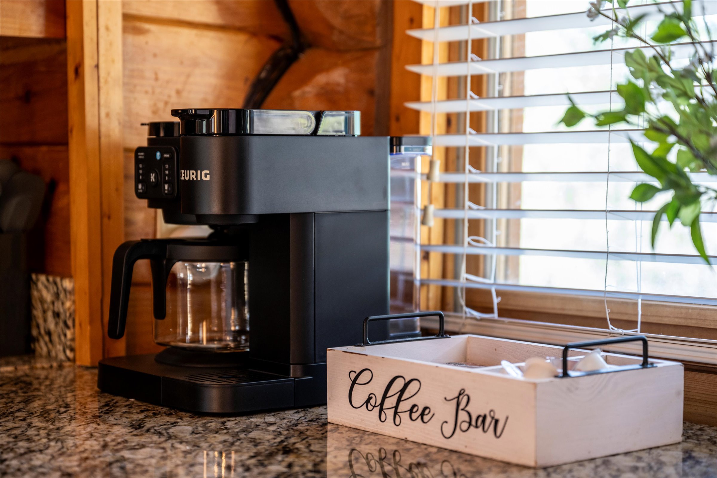 The Keurig Duo can take either coffee grounds or kcups. A few kcups and cream/sugar are provided.