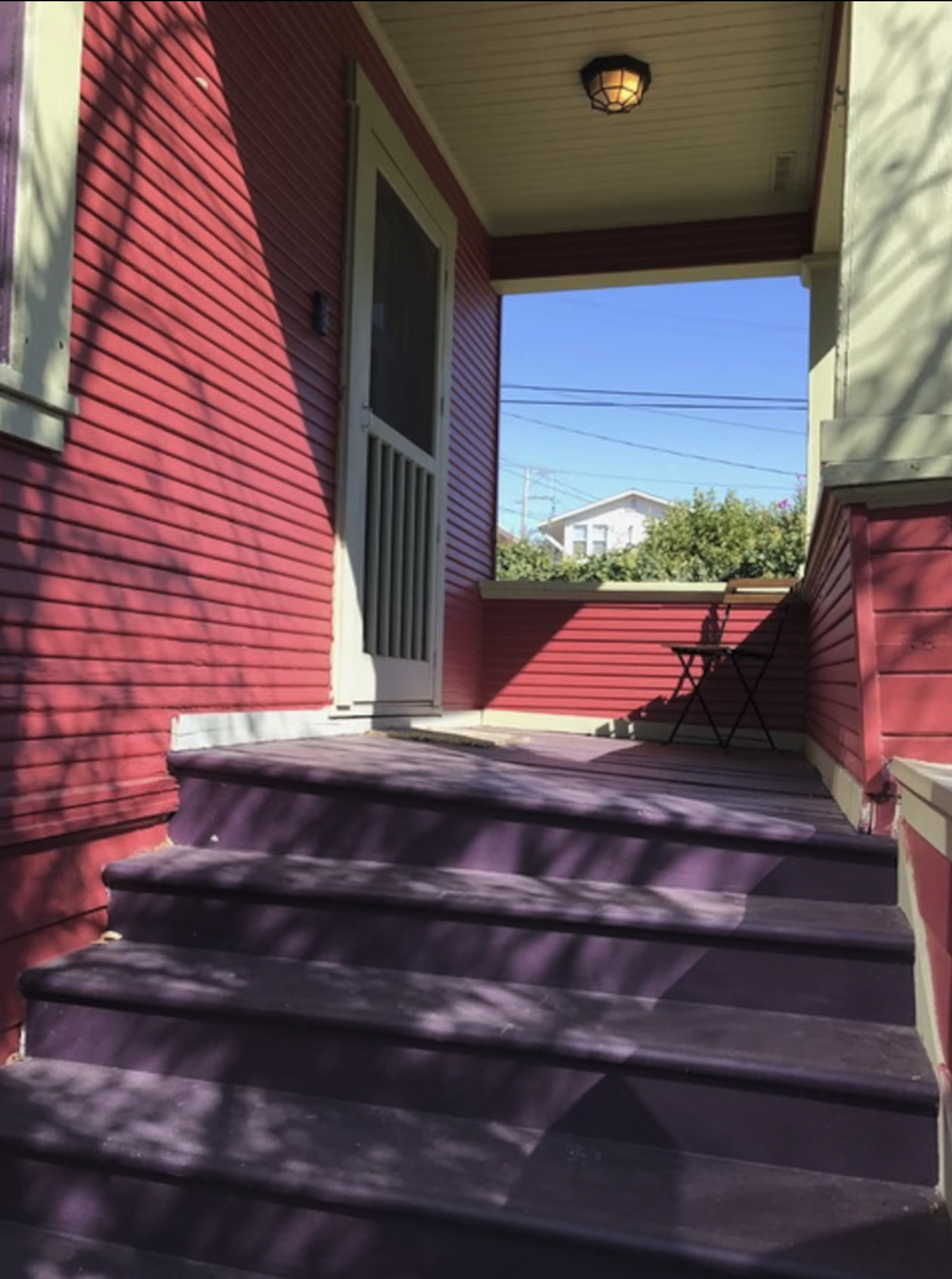 Porch area for two. Watch Napa river sunset over coffee