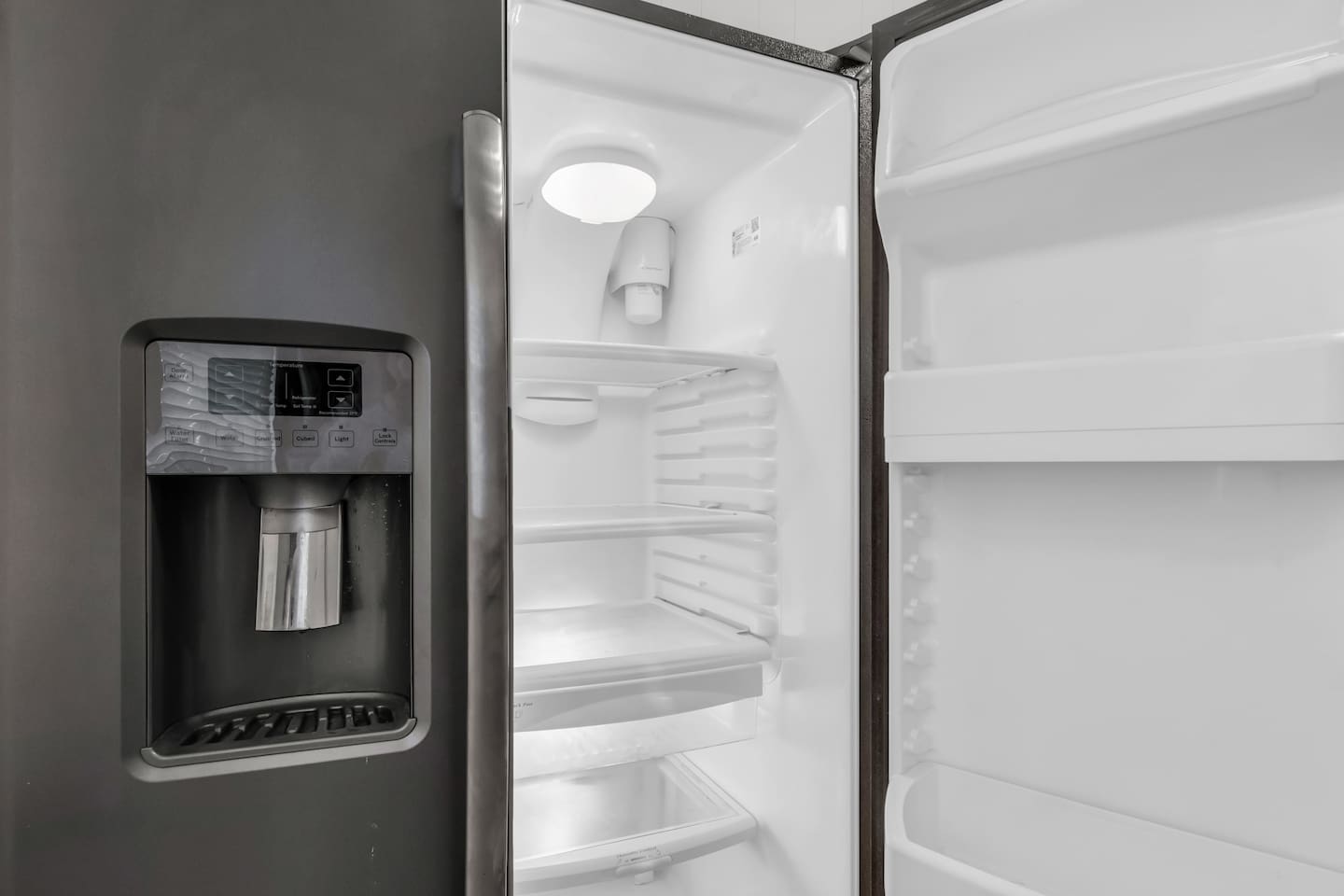 Refrigerator interior with ample shelf storage.