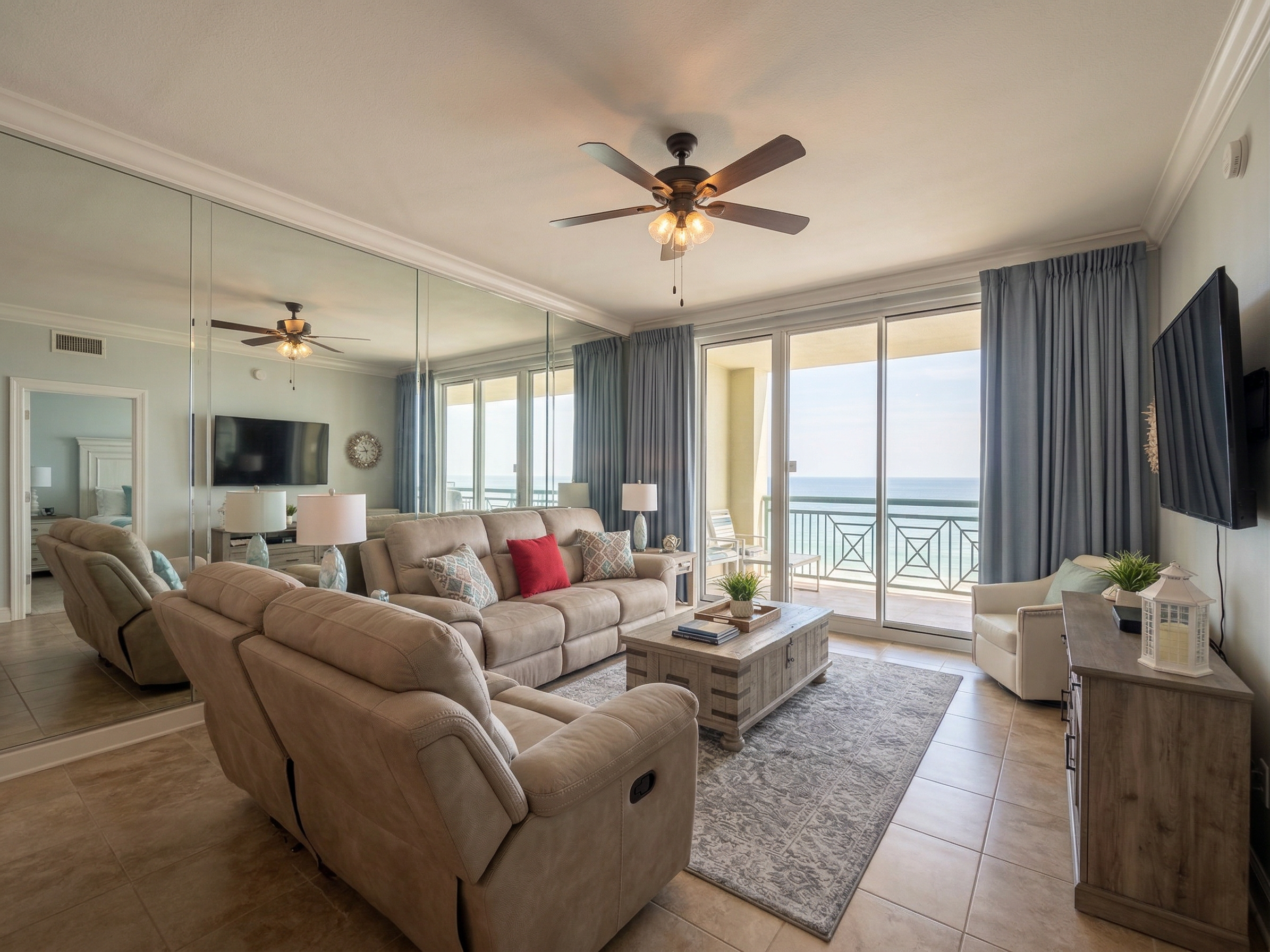 Unwind in a bright, comfortable space where the soundtrack is gentle waves and the backdrop is pure emerald water.