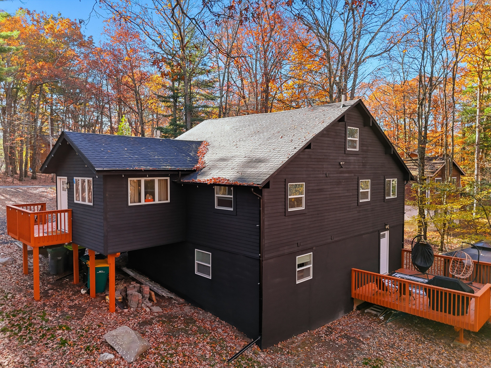 From the rear - showing the large chalet and yard