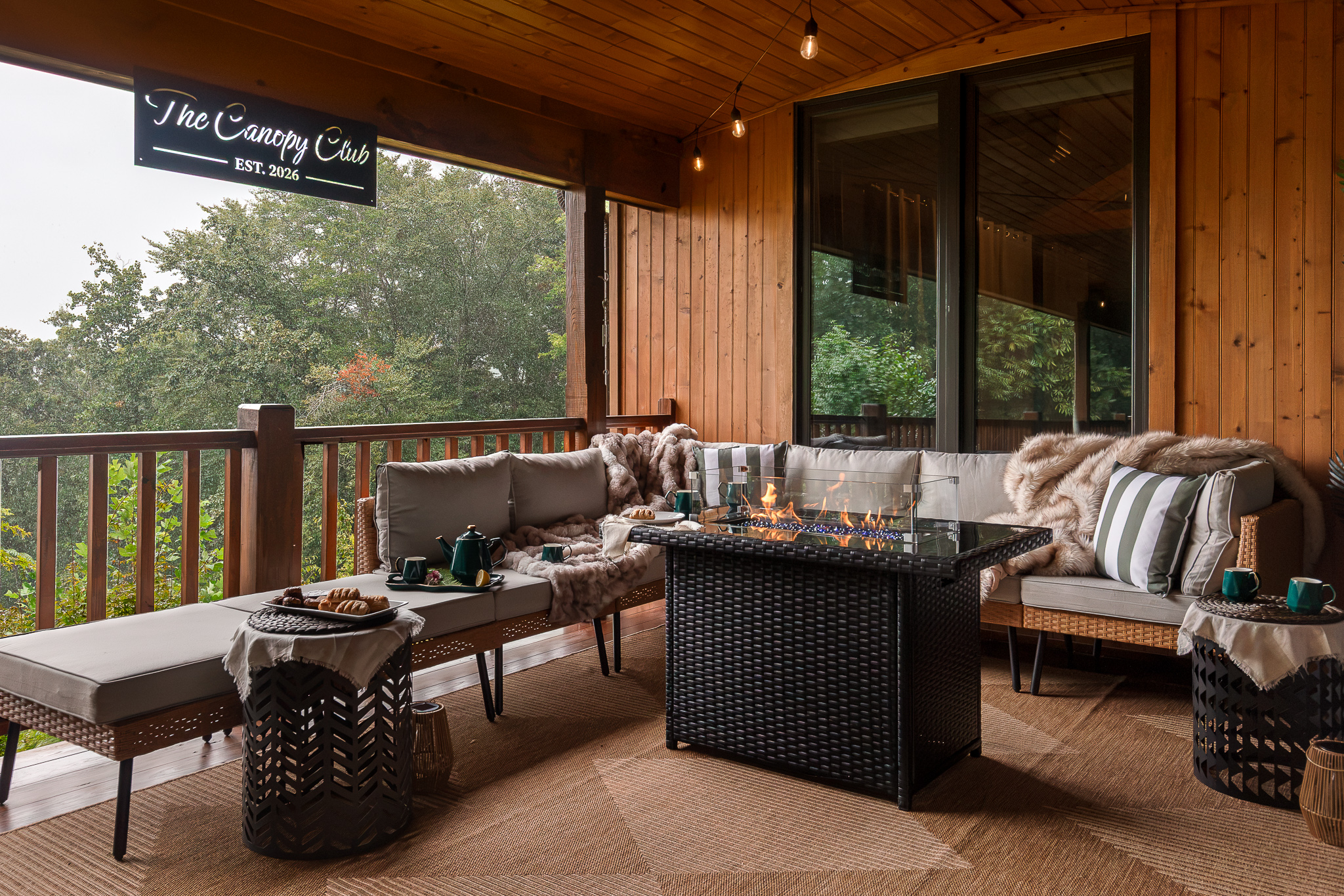 {Fire Pit Deck} Cozy up around the fire after dinner, take in the mountain air, and linger over drinks and conversation.