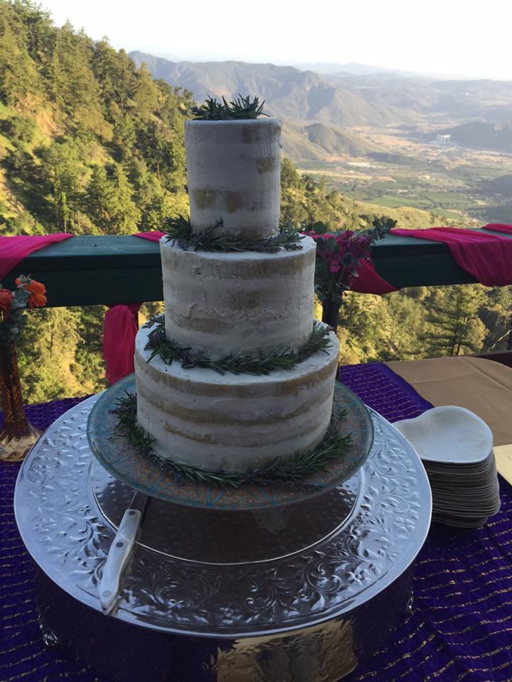 Wedding cake on main house deck