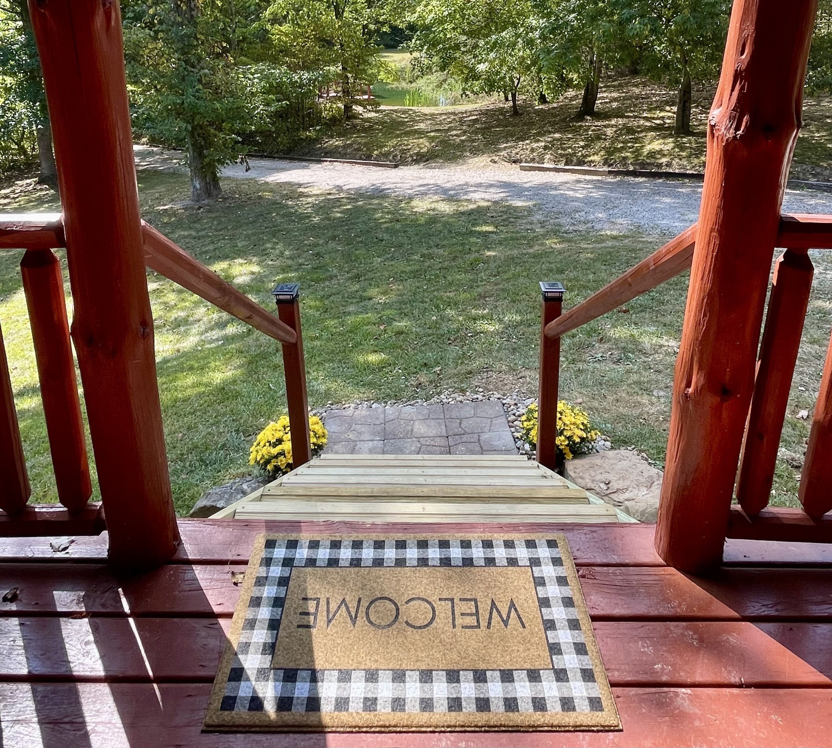 Front porch view of the pond