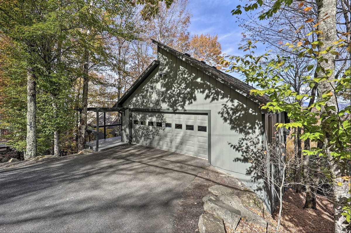 View from the street.  Oversized two car garage.  Plenty of room for two cars, skis, bikes, and other adventure gear.  Parking for two additional vehicles in the driveway.