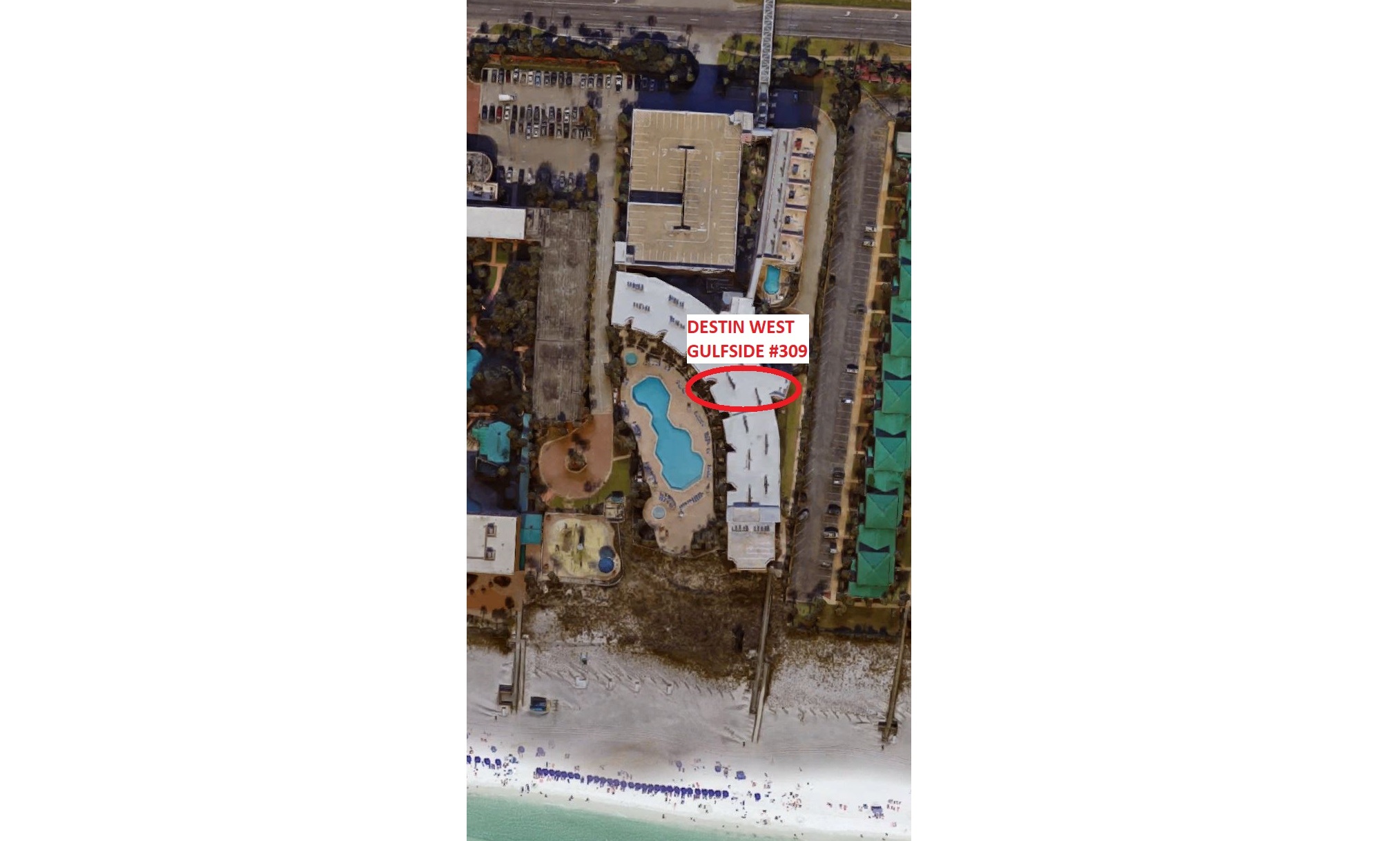 Destin West Gulfside #309 - Aerial View