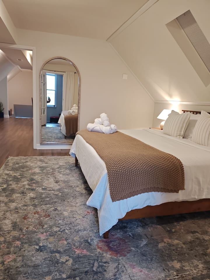 Bedroom with a plush bedding and relaxing atmosphere.