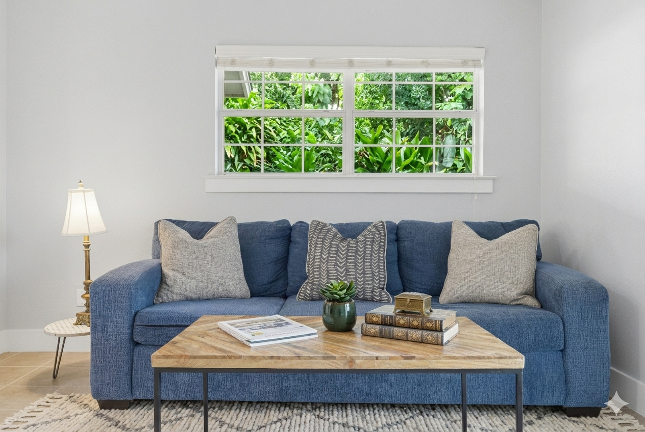 living room 2 has a 3 seater sofa, 60 inch TV