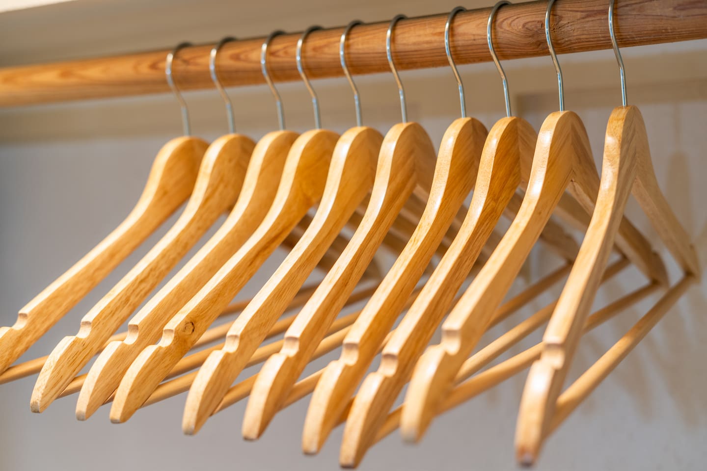 Plenty of quality wooden hangers so you can unpack, settle in, and feel right at home.