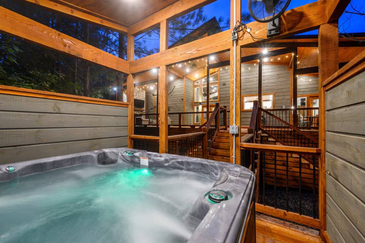 Slip into the oversized hot tub and let the forest do the rest.