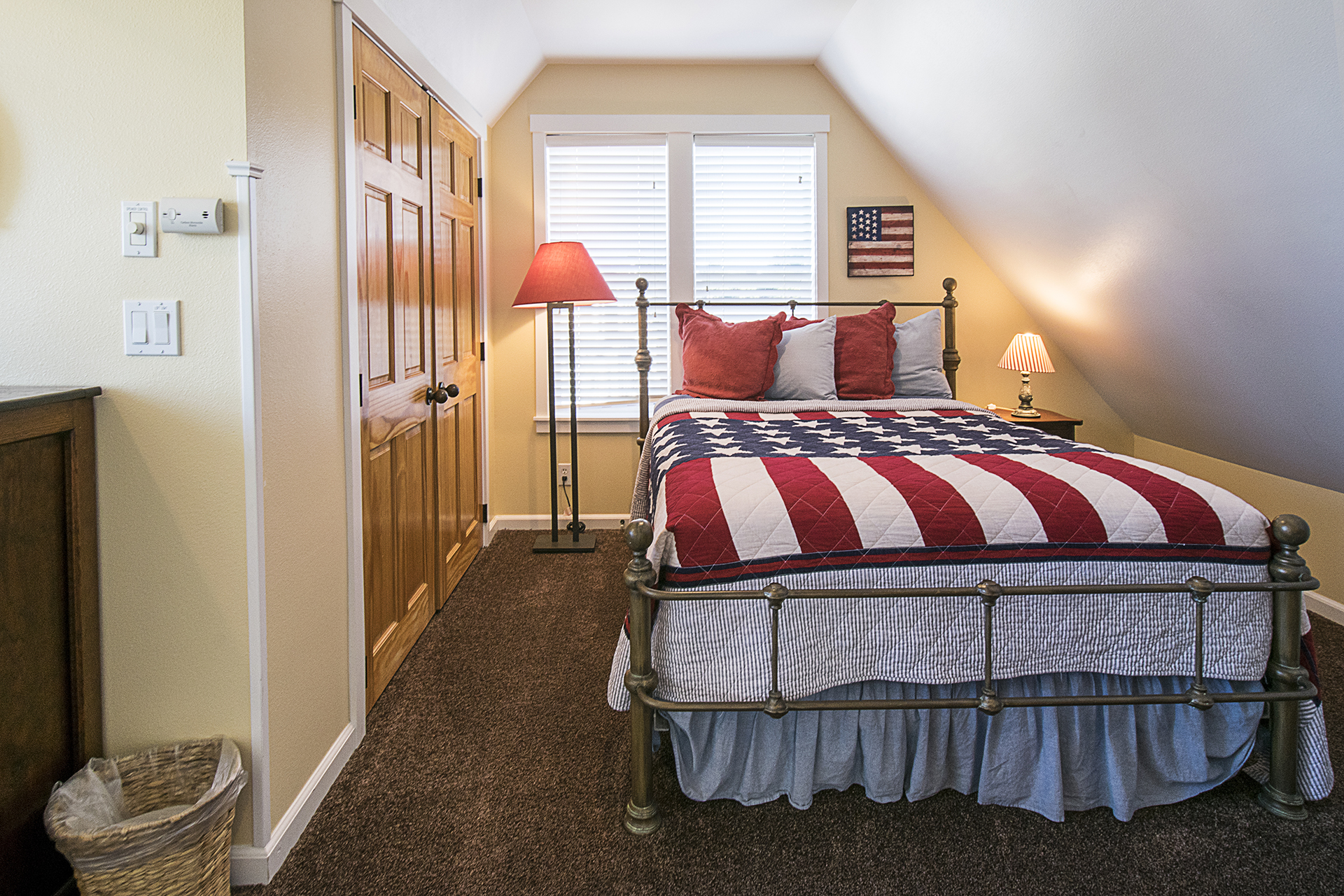 Soft, inviting quilts make the queen bedroom the perfect place to recharge after a day at the beach.