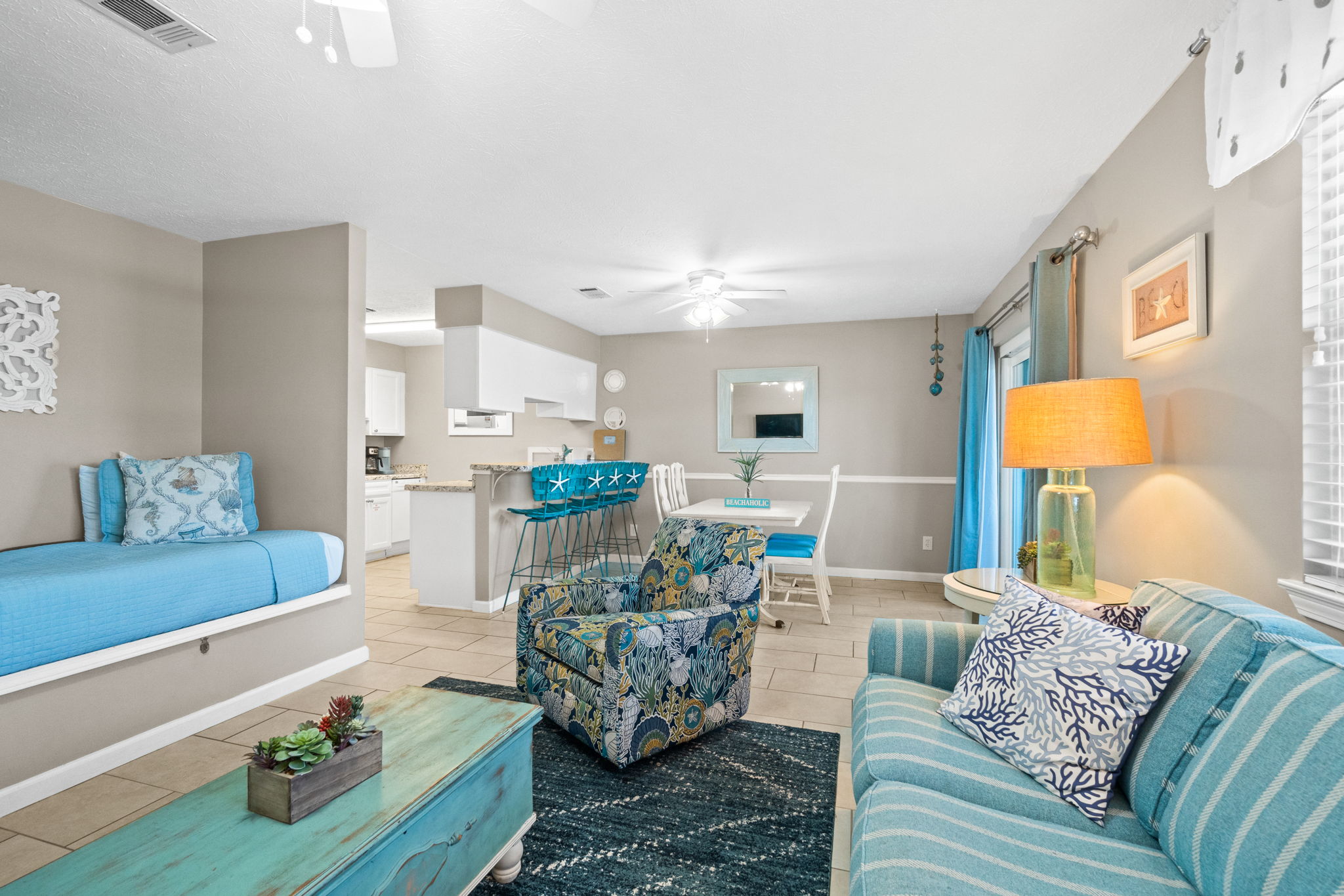 Living Room with Queen Sleeper Sofa and Twin Bed