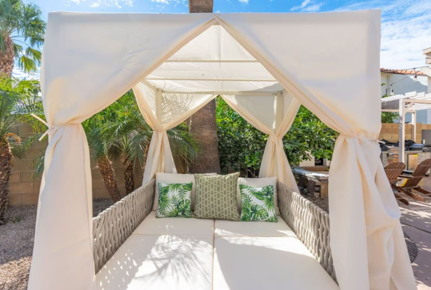 Relax like royalty in this backyard in this canopy cabana bed.