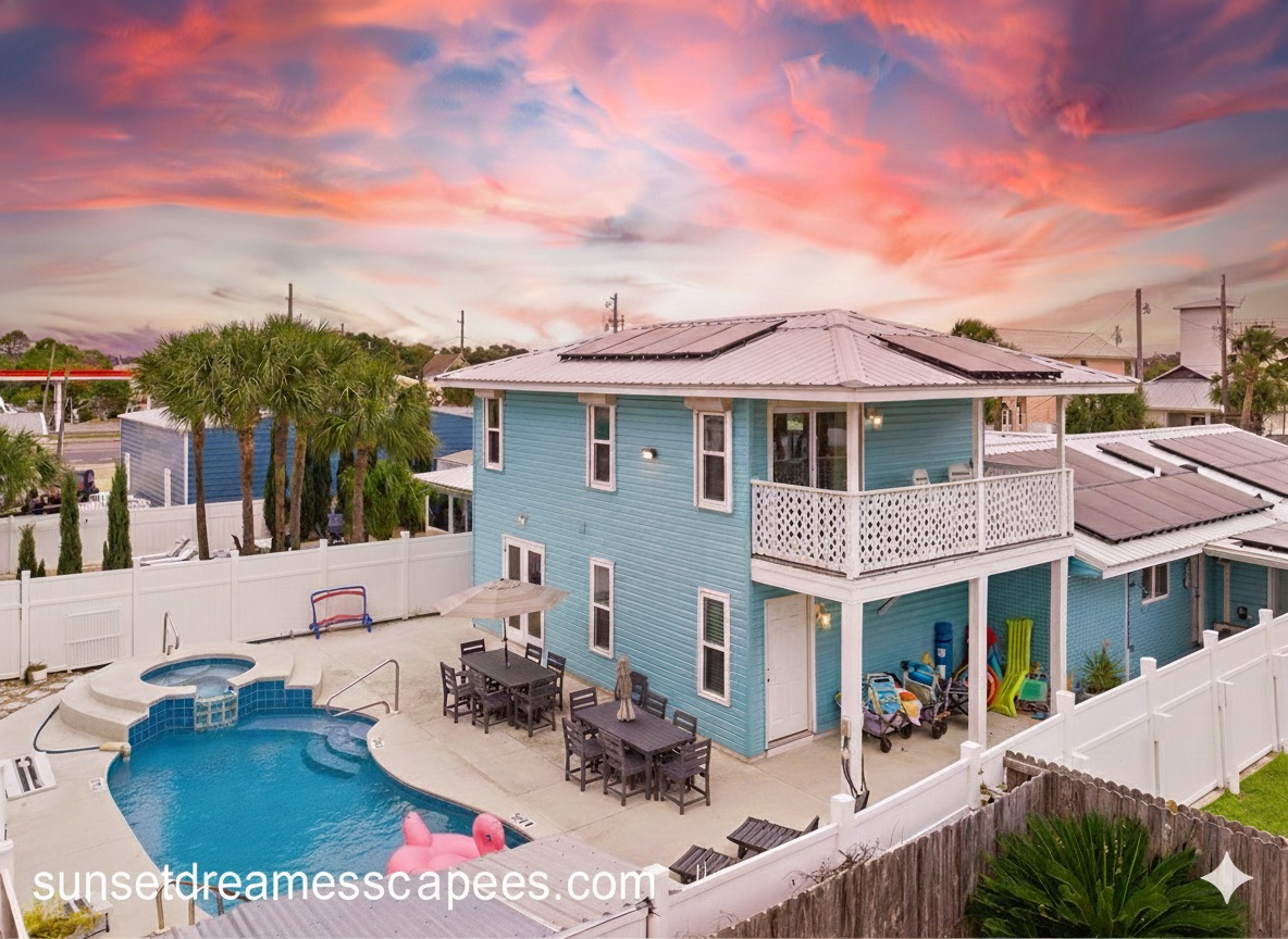 Welcome to your own slice of Florida gulf paradise.  Please note the raised spa is not a hot tub. Colored pool lights brighten up the evenings as the stars come out overhead.