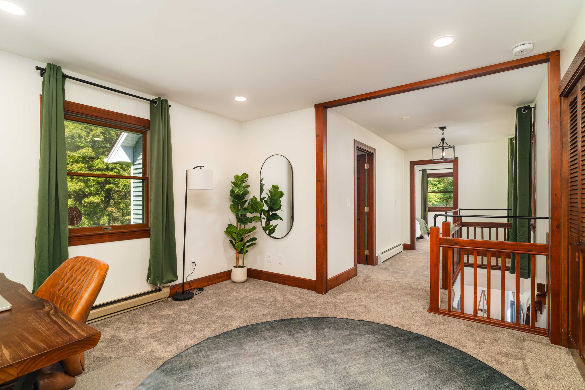 🚪 Third-floor landing — bedrooms spread out so families aren't stacked on top of each other.