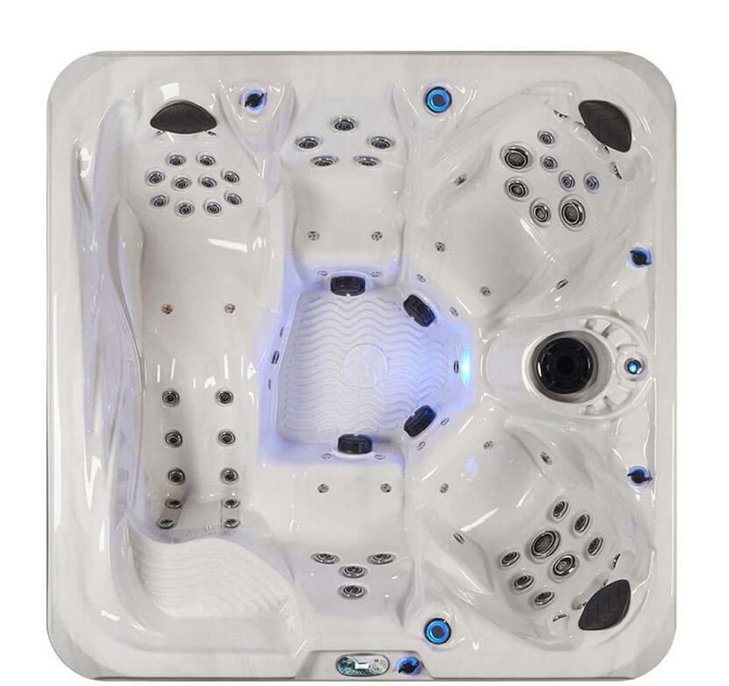 Top-of-the-line "Jacuzzi"brand 7-person Spa of the home with a full-body length lounger & 8-color dancing or one-color LED lights.