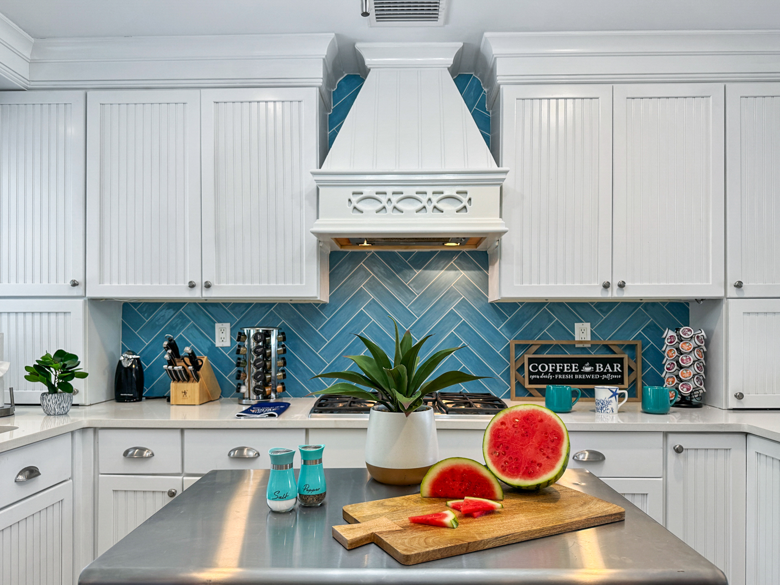 The kitchen is fully stocked...