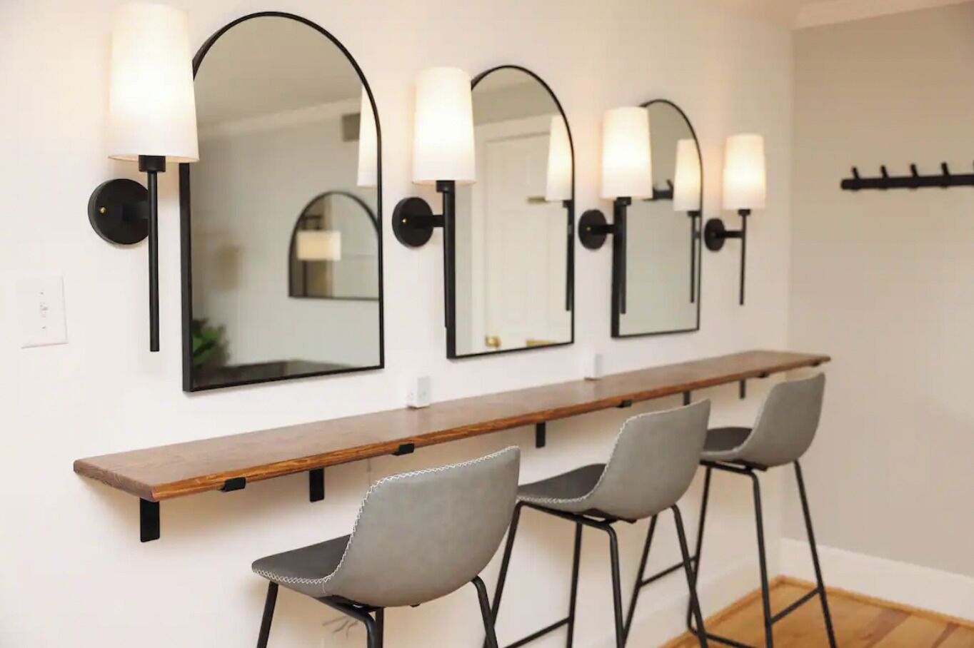 There are plenty of spaces throughout the home for getting ready.