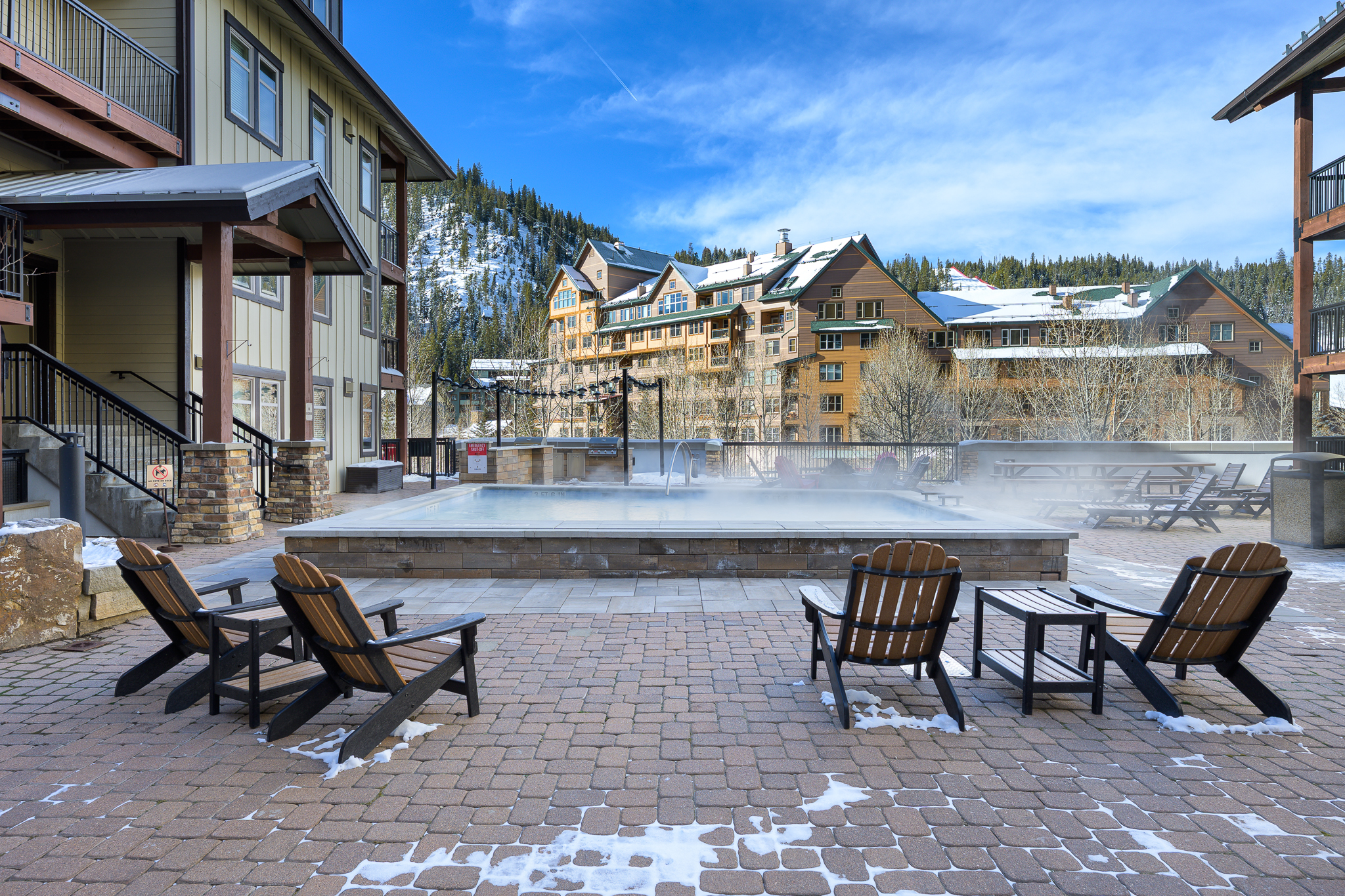 Our beautiful hot tub looks directly across the street at the resort!