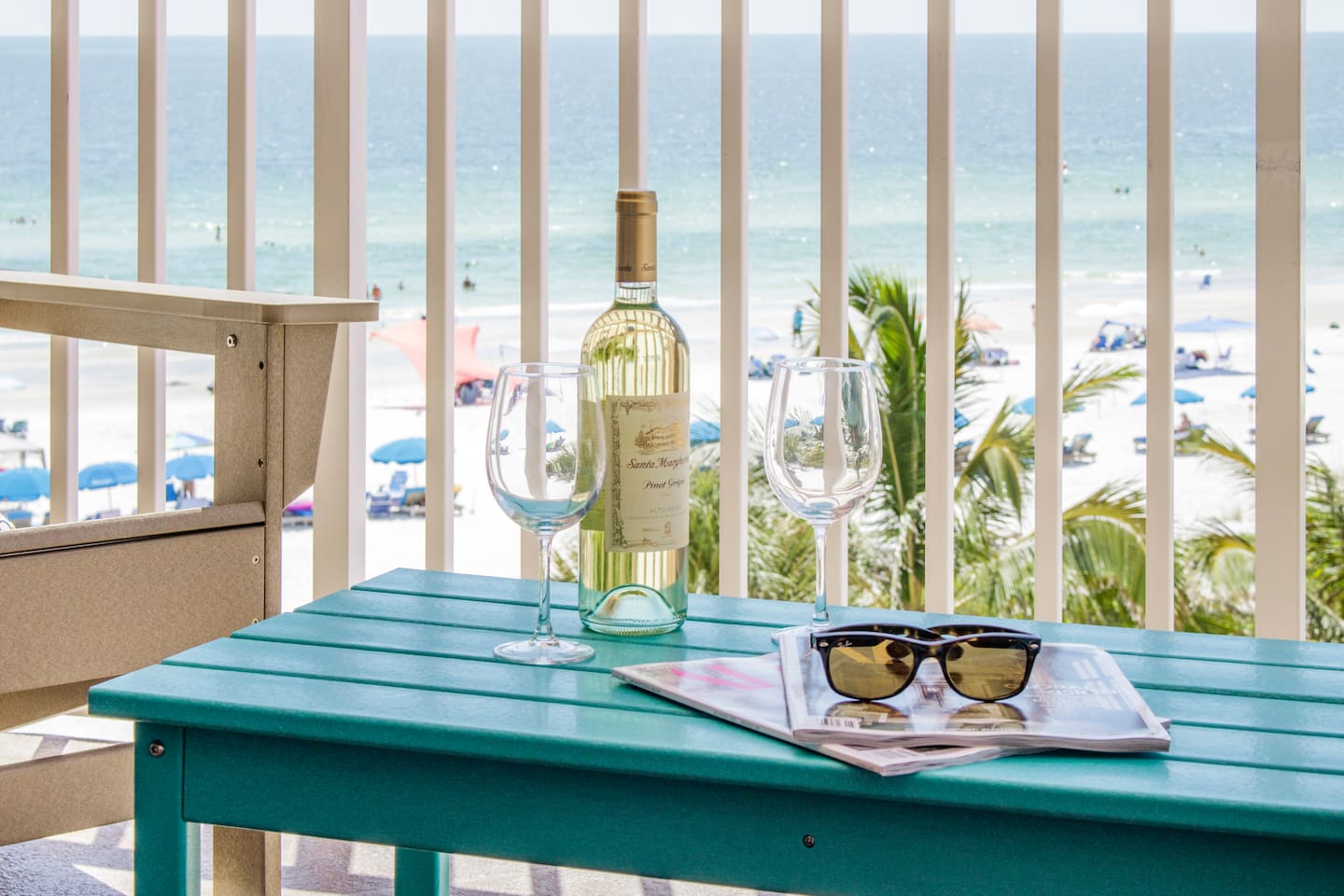 Balcony with panoramic views of the Gulf of Mexico and the heated pool.