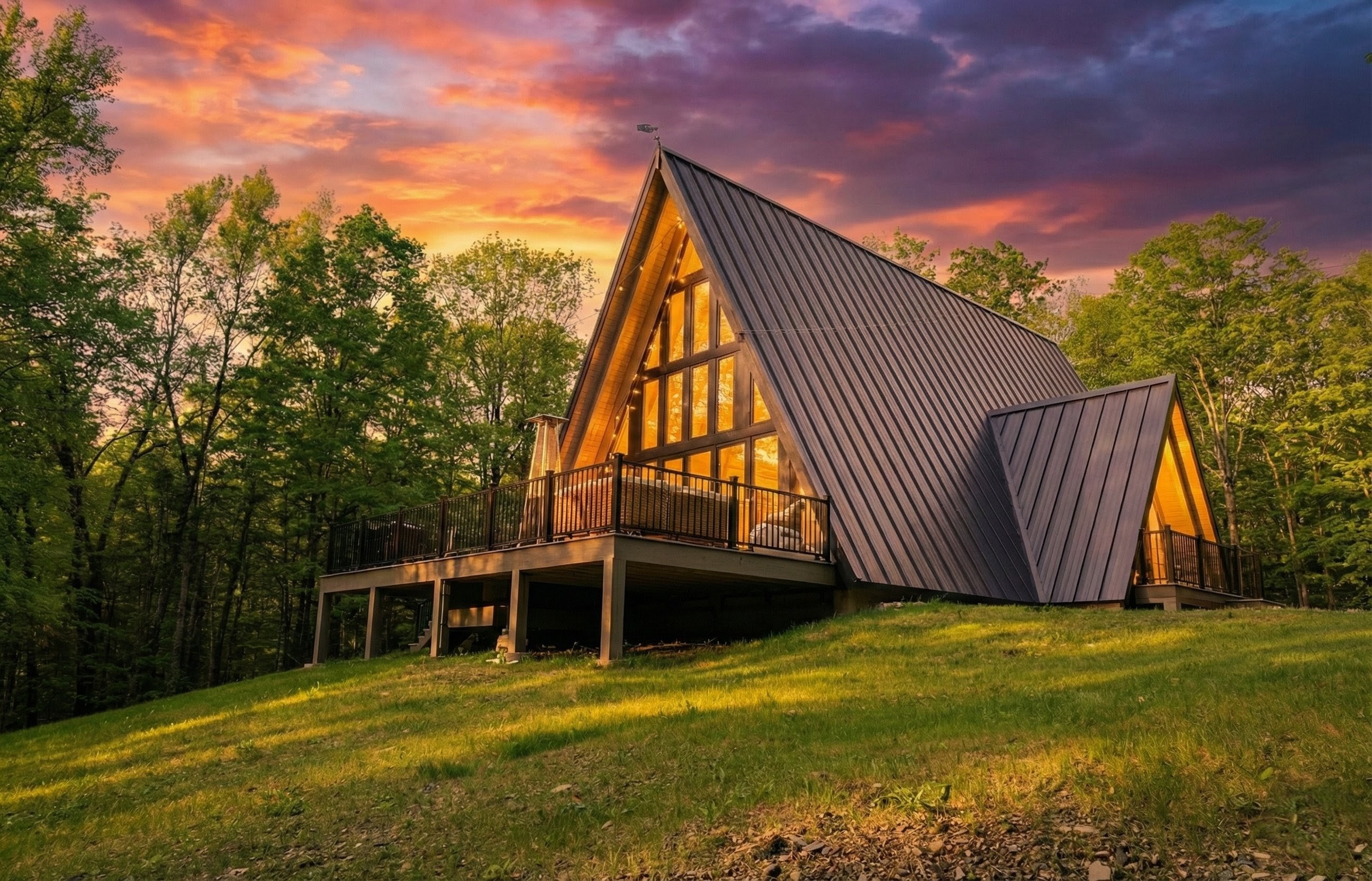 Golden Hour at the Tri-State A-Frame 🌲✨