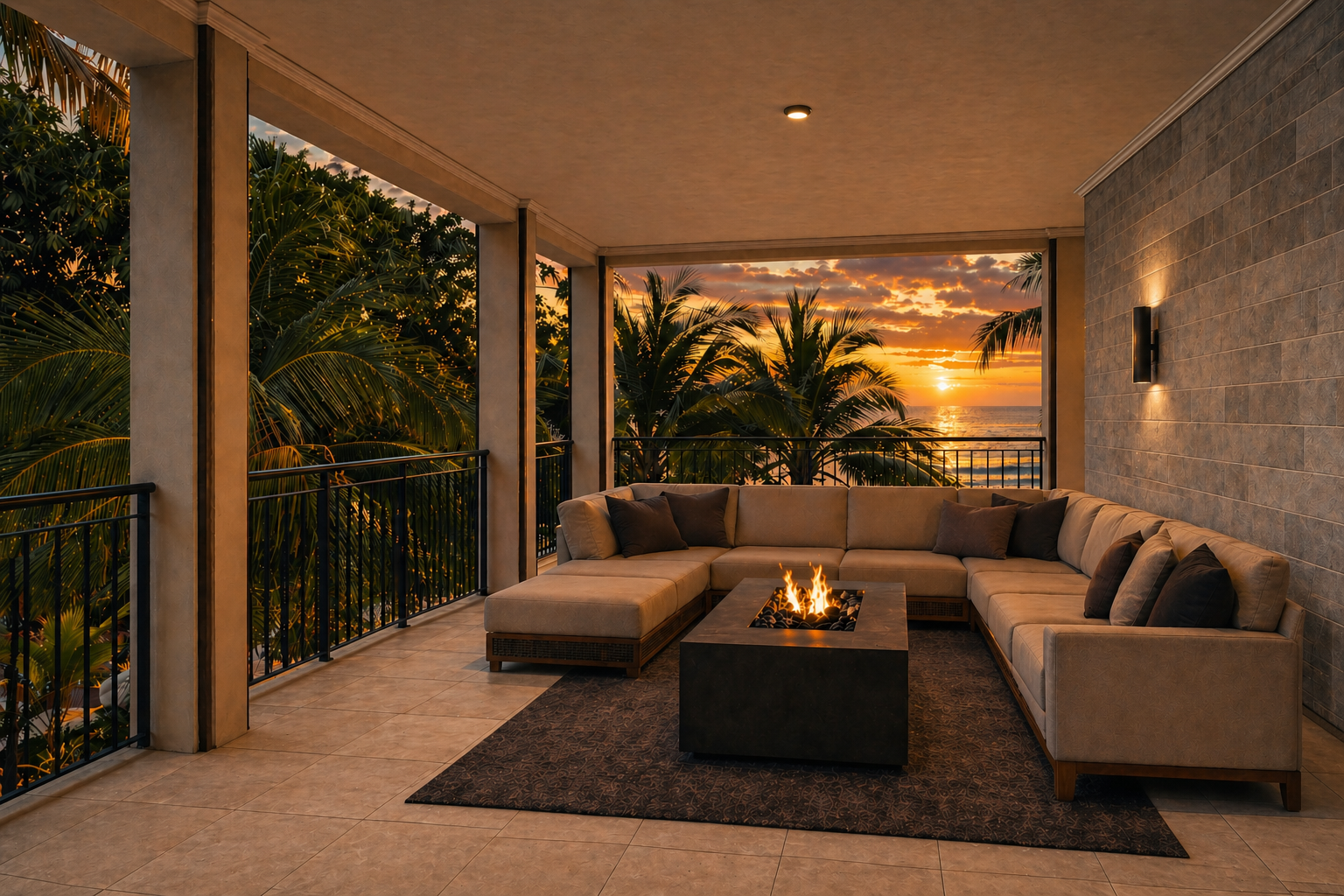 Outdoor seating and firepit
