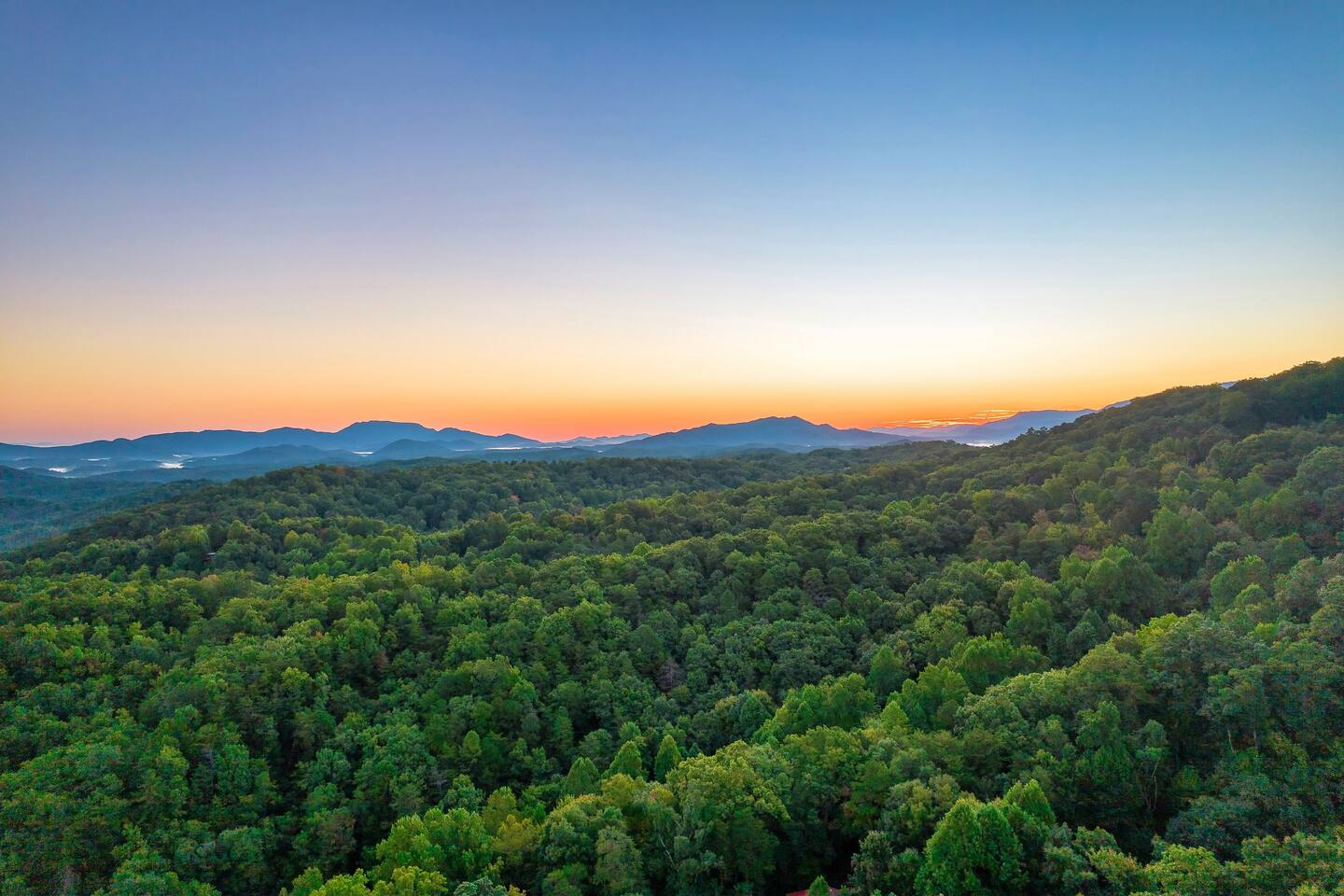 Drone view from above the cabin.