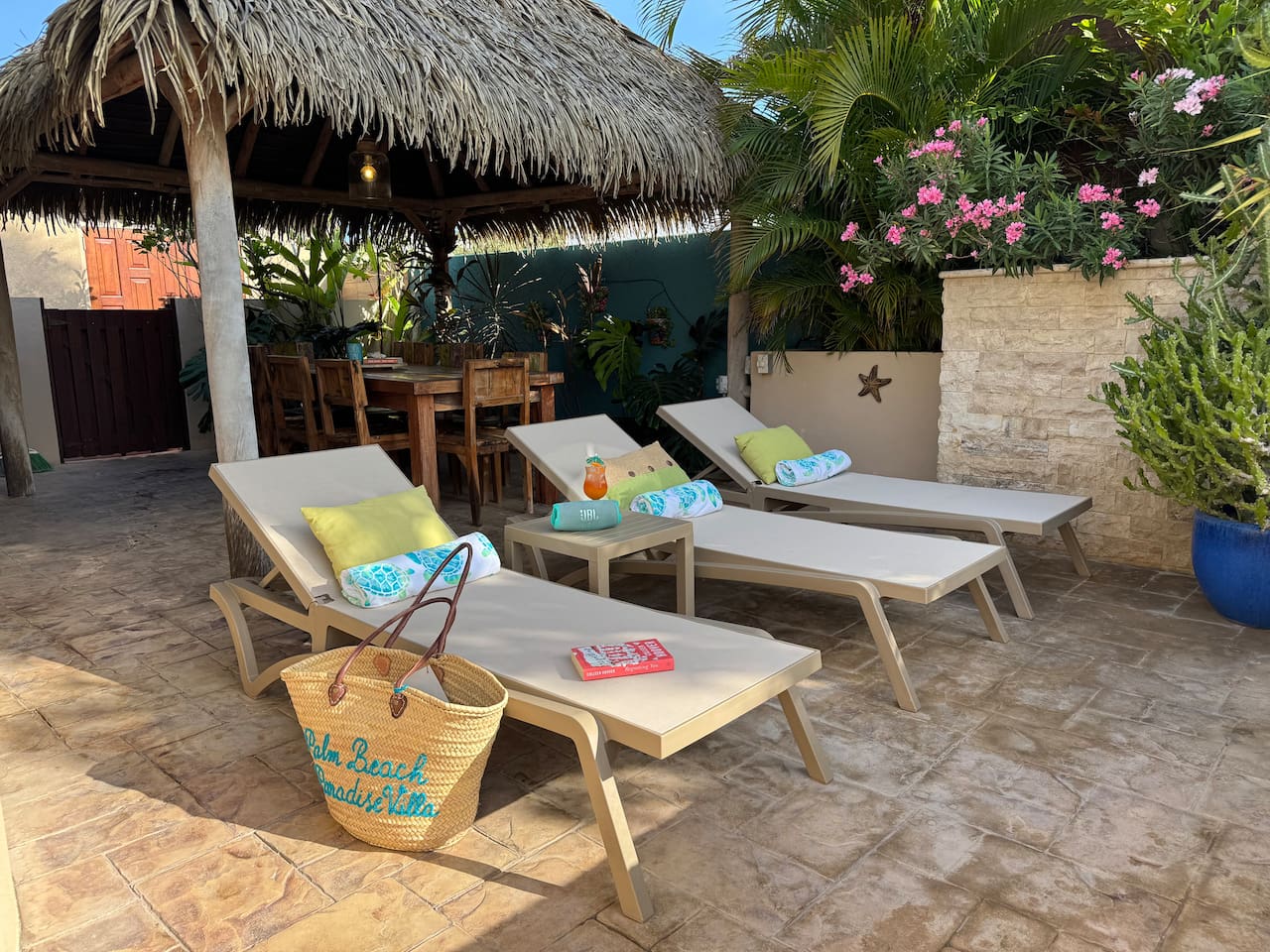 Private Palapa for Shade and Loungers for sunning poolside.