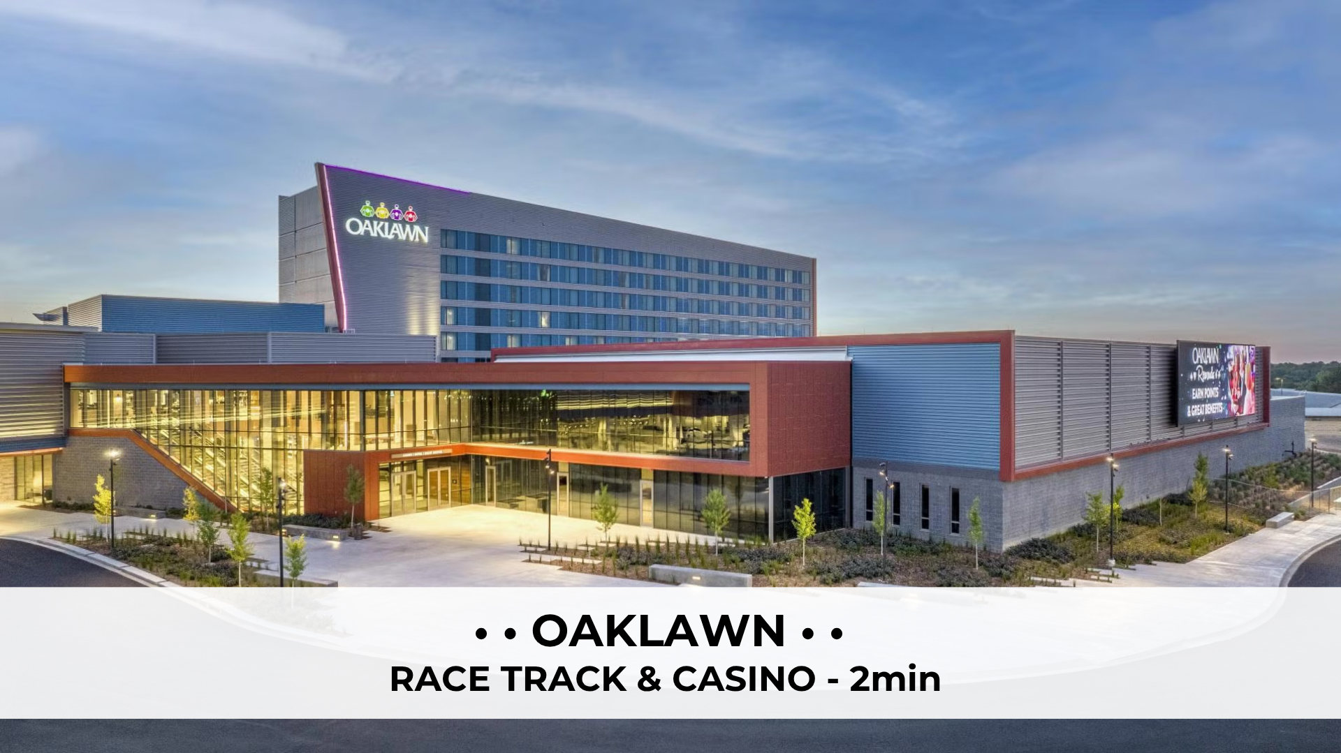 Oaklawn is 2 a min drive from the house.