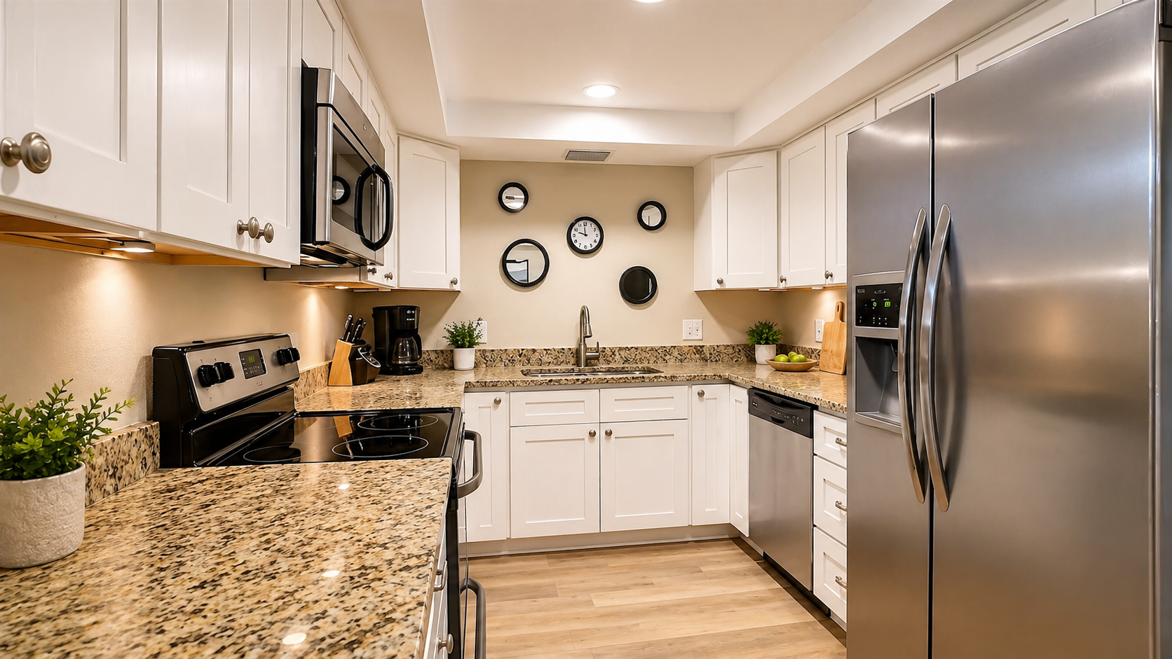 Kitchen - Fully equipped with stainless steel appliances and granite countertops