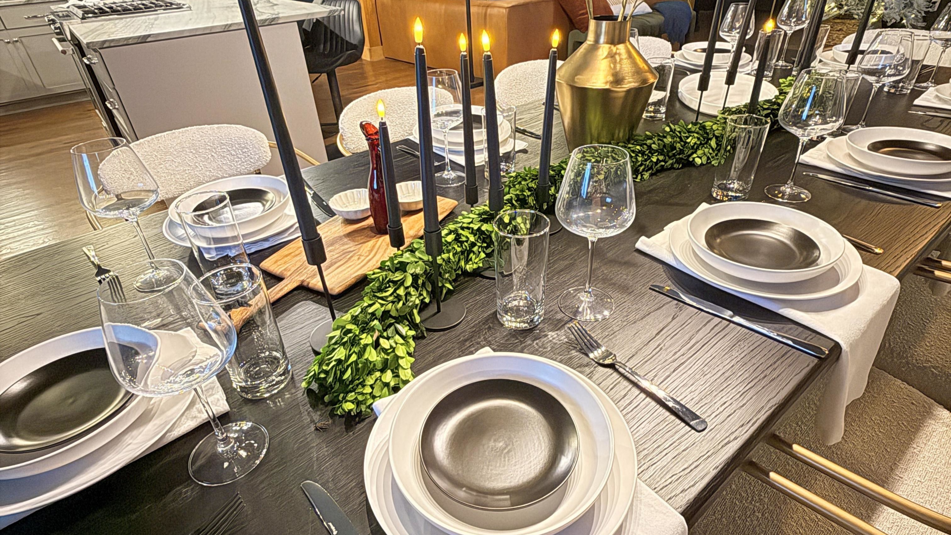 Candles flicker, glasses shine — a table set for every kind of gathering, from intimate dinners to holiday celebrations that feel timeless and true.