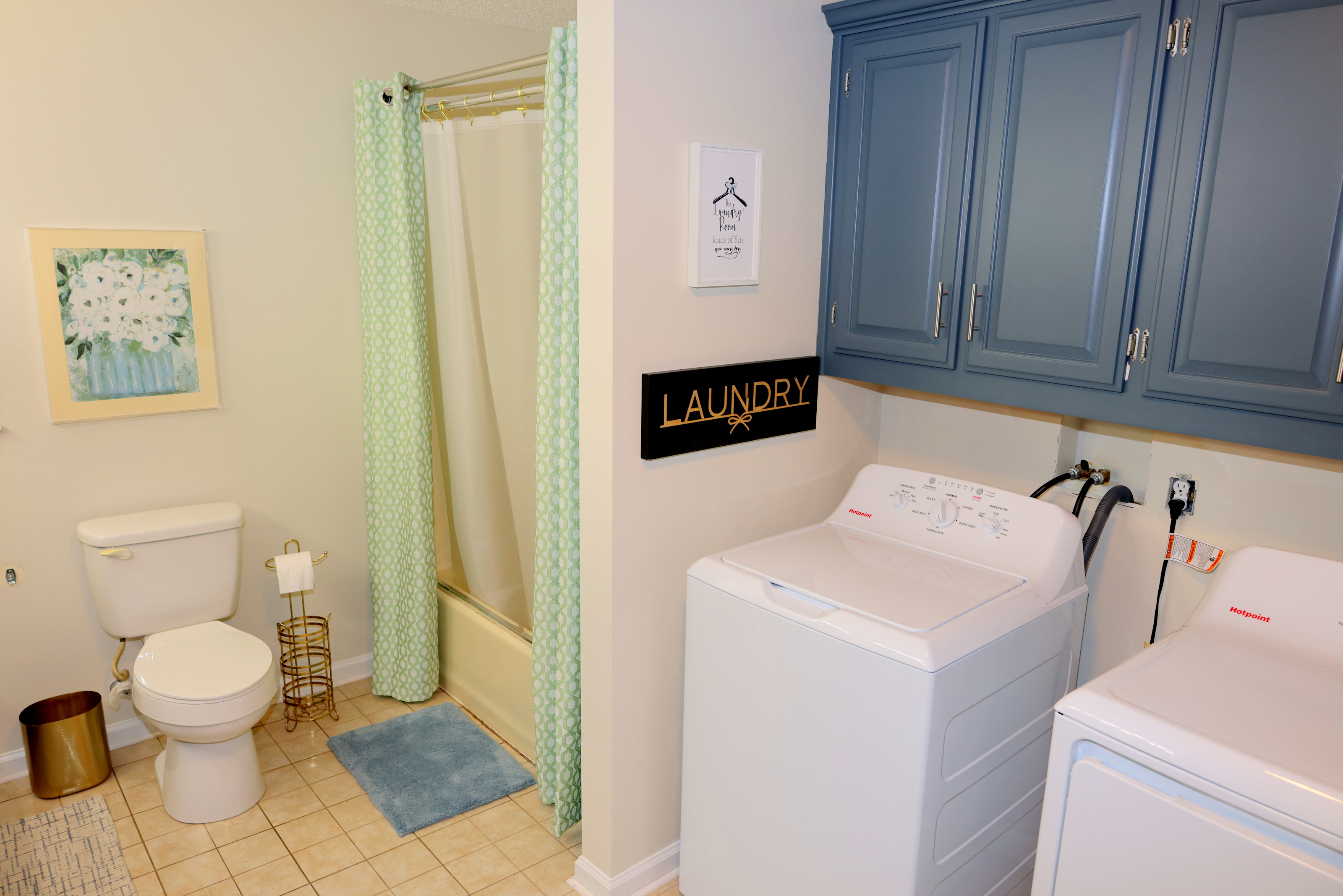 Full bathroom plus convenient in-home washer and dryer