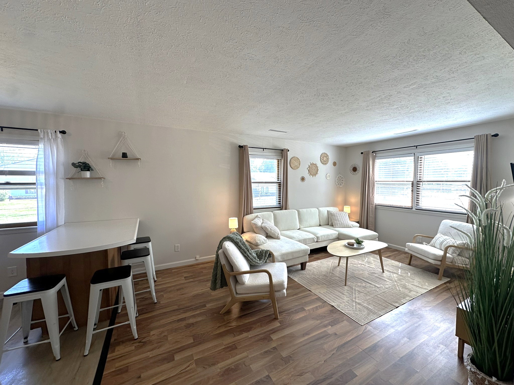 Dining area close to living room and kitchen